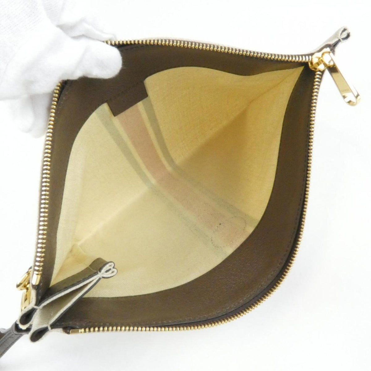 Gucci Beige Brown Linen Handbag (Pre-Owned)