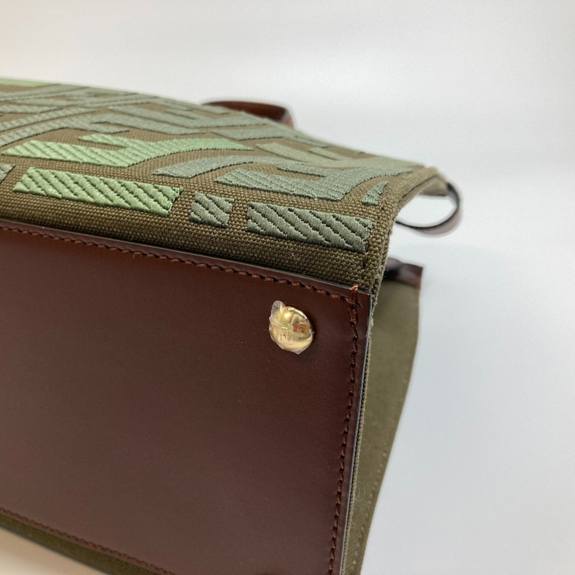 Fendi Green Cotton Shoulder Bag Tote Bag (Pre-Owned)