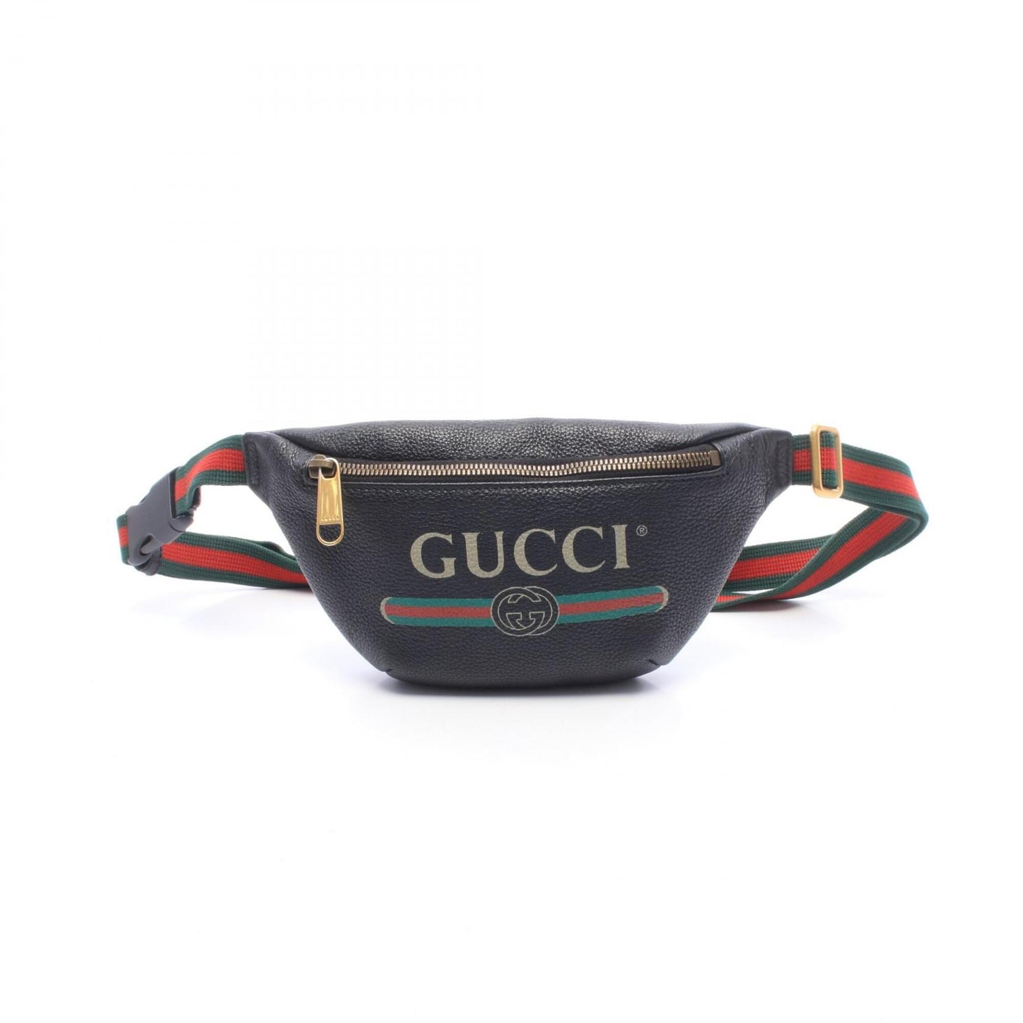 Gucci Black Multi-Color Leather Fanny Pack Handbag (Pre-Owned)