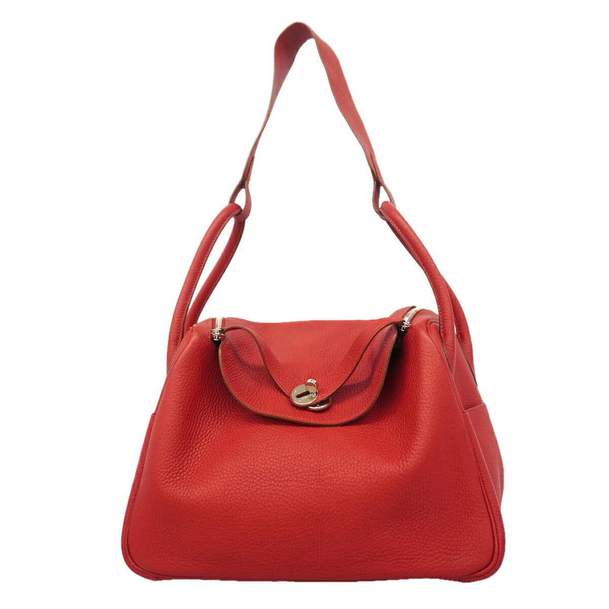 Hermes Rouge Casaque Taurillon Clemence Leather Handbag (Pre-Owned)