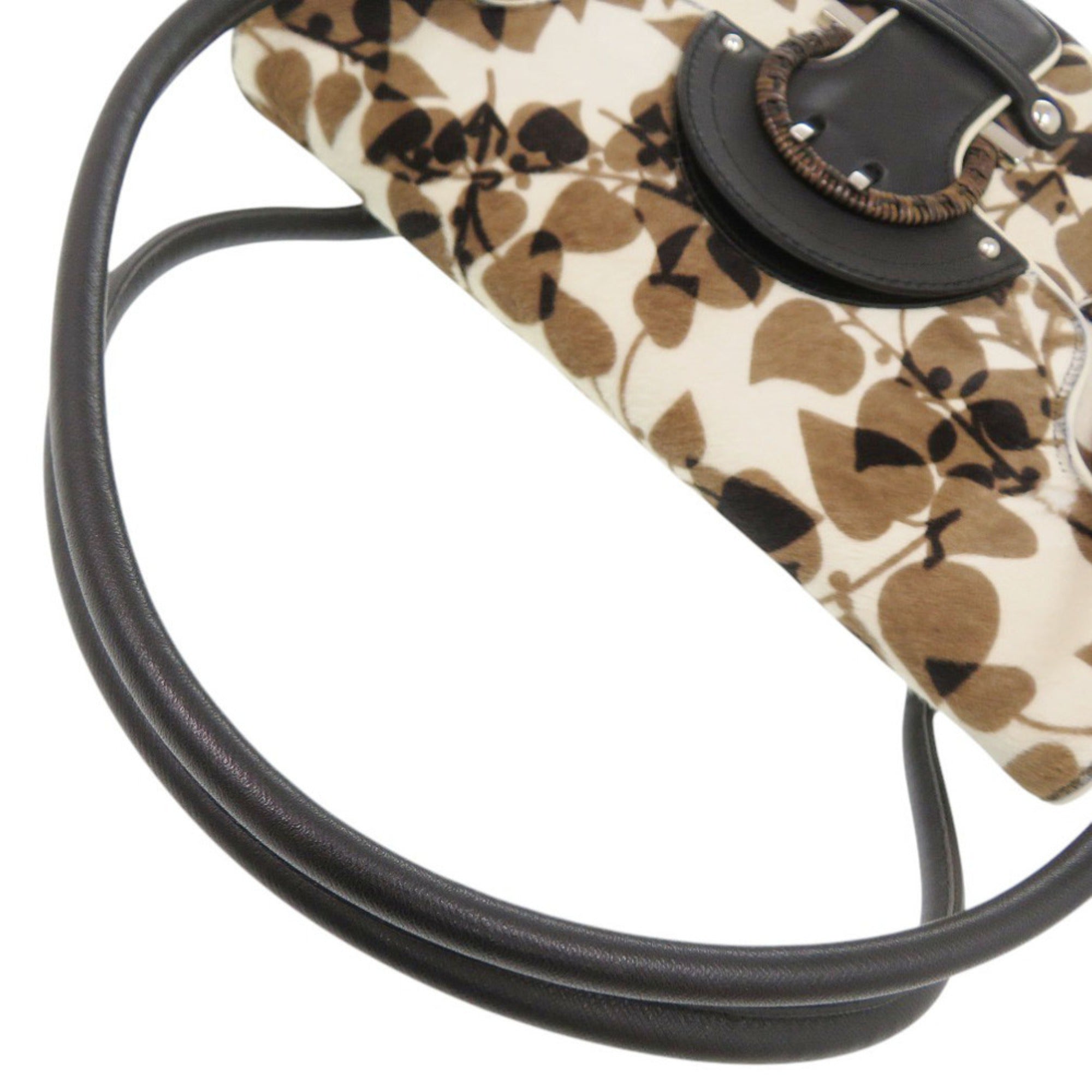 Salvatore Ferragamo Black Brown Leather Leather Shoulder Bag (Pre-Owned)