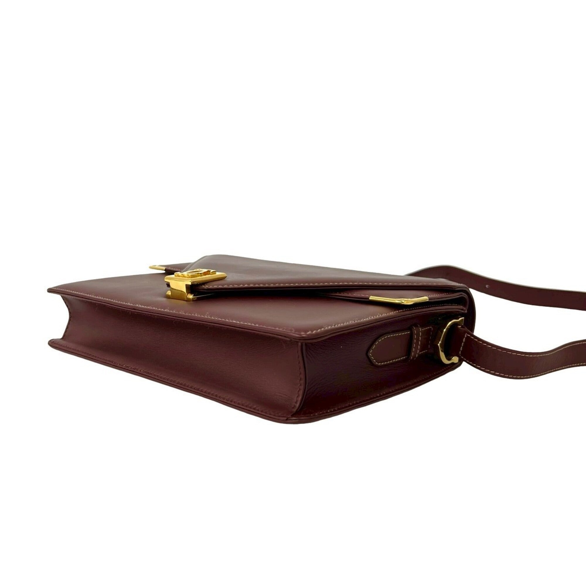 Cartier Wine Red Leather Shoulder Bag (Pre-Owned)