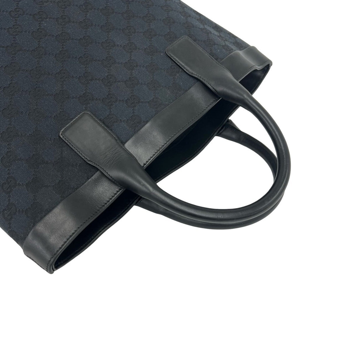 Gucci Black Canvas Leather Handbag Tote Bag (Pre-Owned)