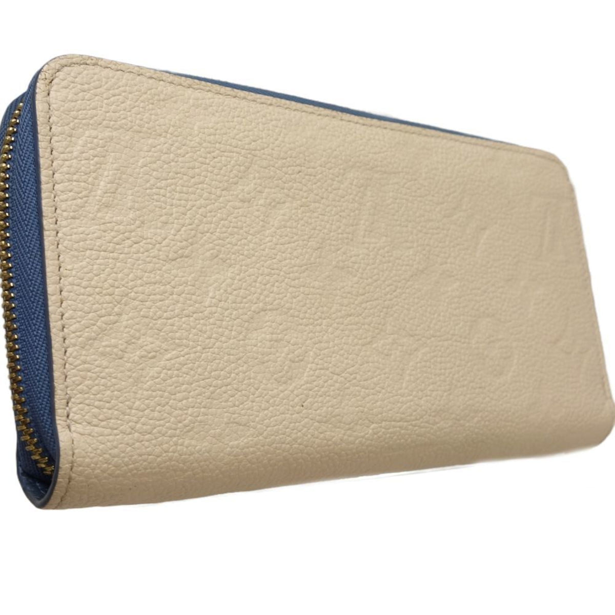 Louis Vuitton Blue Jean Cream Leather Long Wallet (Bi-Fold) (Pre-Owned)