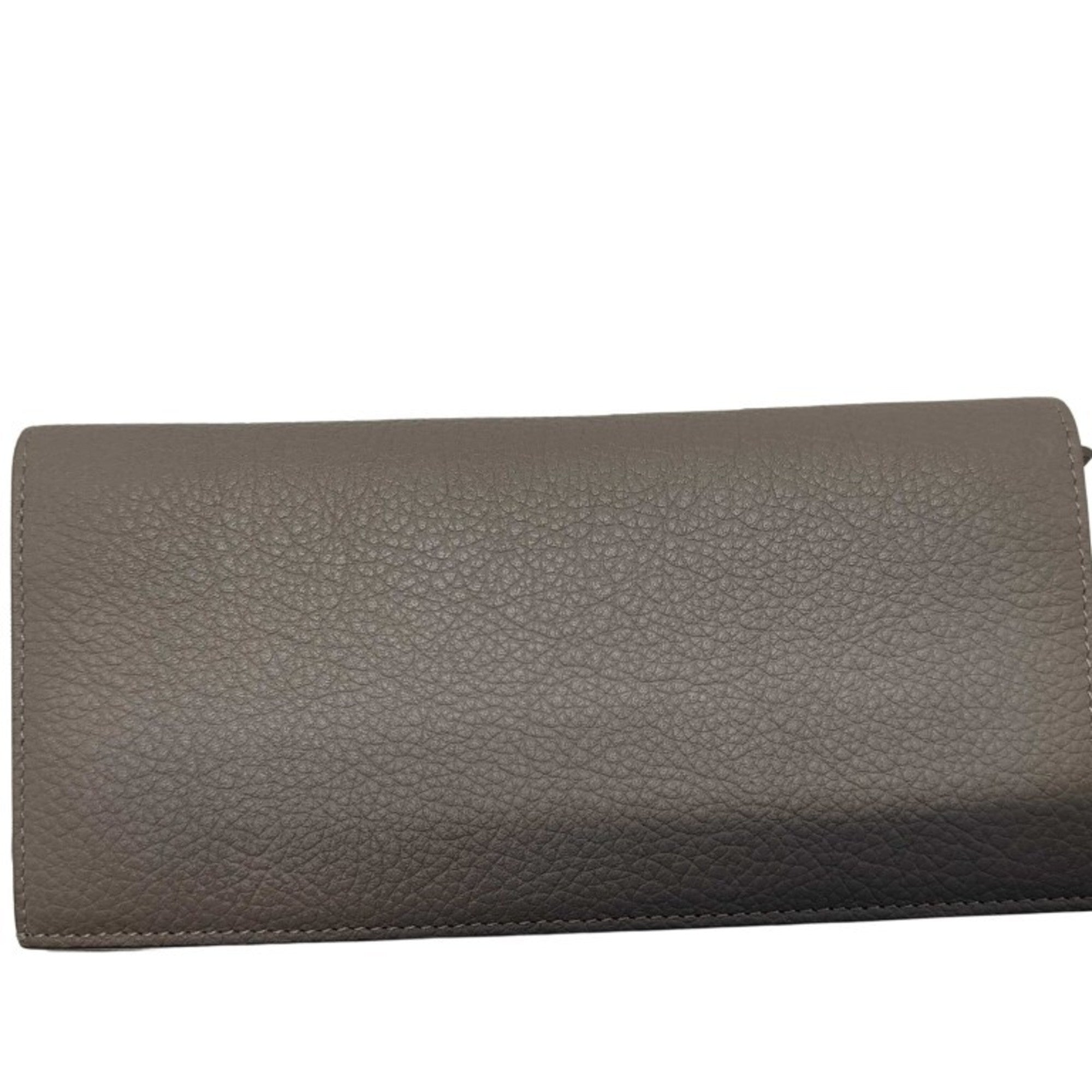 Dior Homme Gray Leather Long Wallet (Bi-Fold) (Pre-Owned)