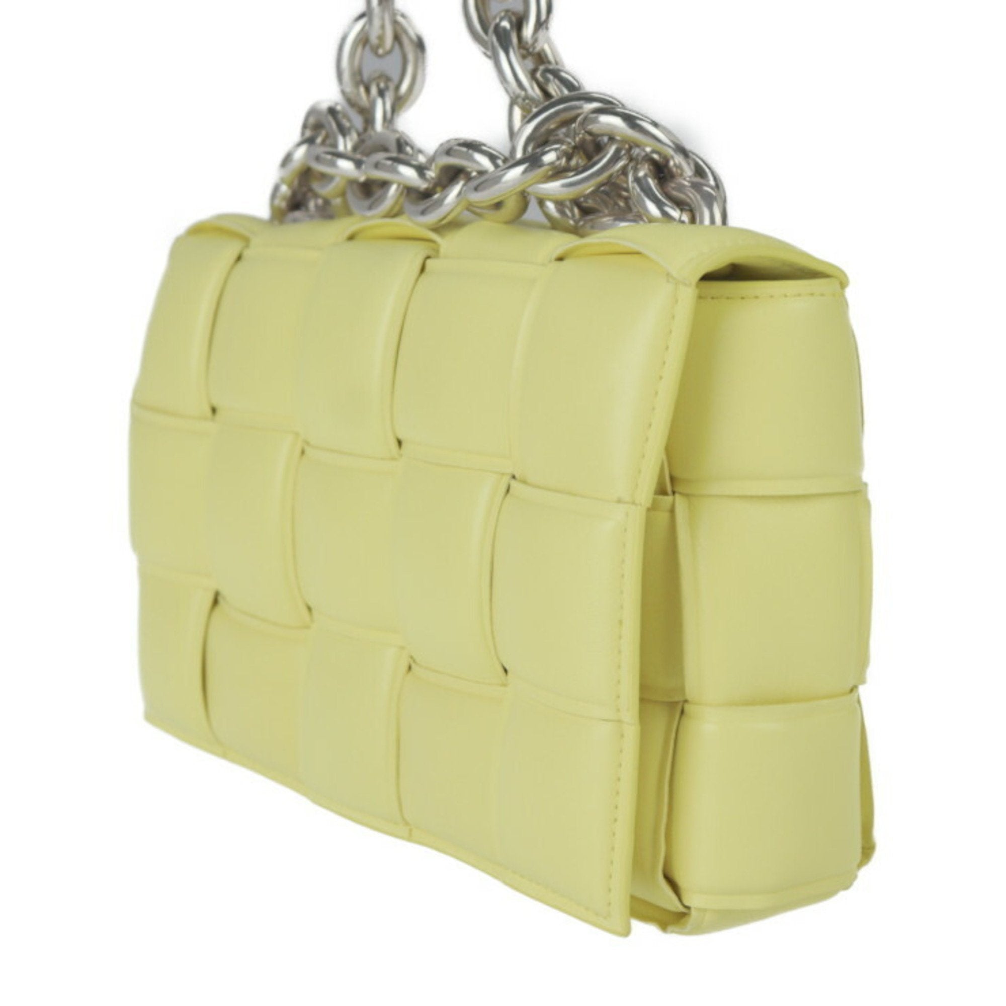 Bottega Veneta Intrecciato Yellow Leather Shoulder Bag (Pre-Owned)