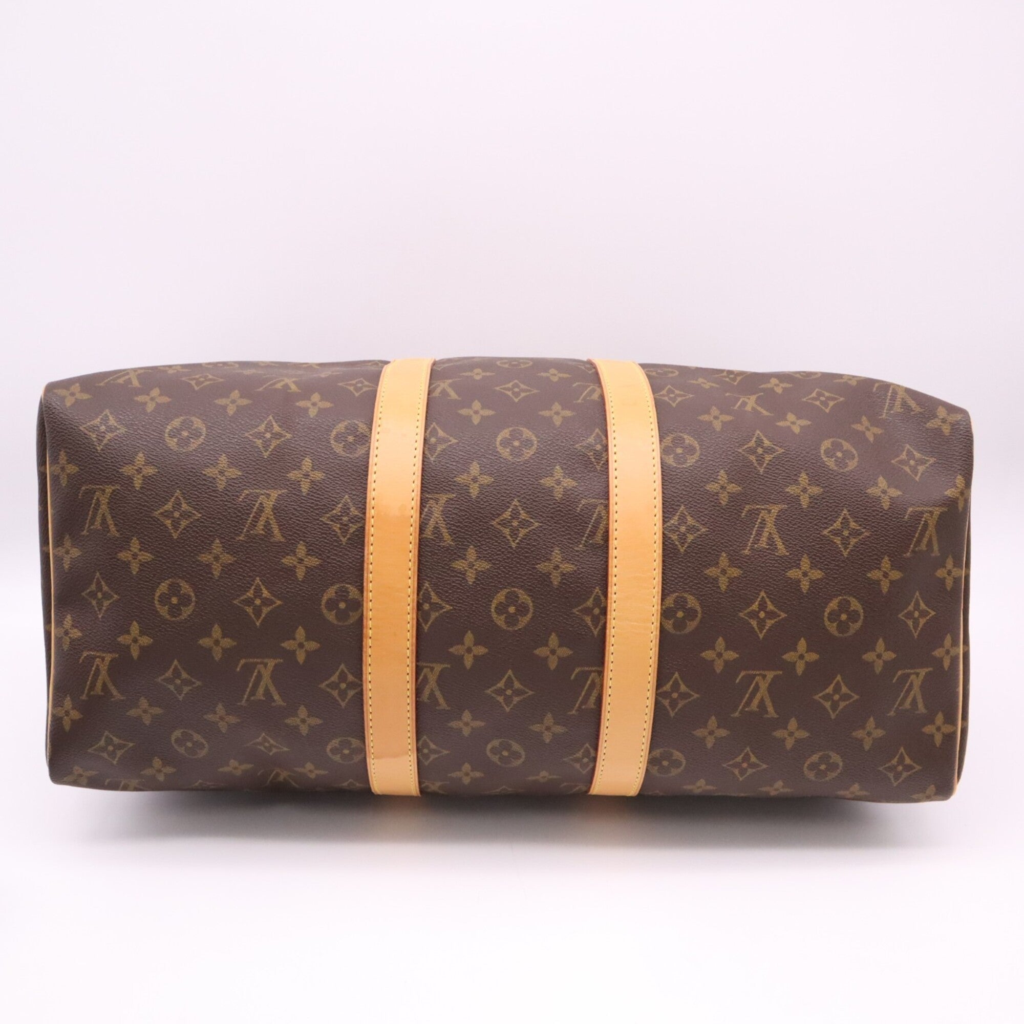 Louis Vuitton Monogram Beige Brown Coated Canvas Leather Boston Bag (Pre-Owned)