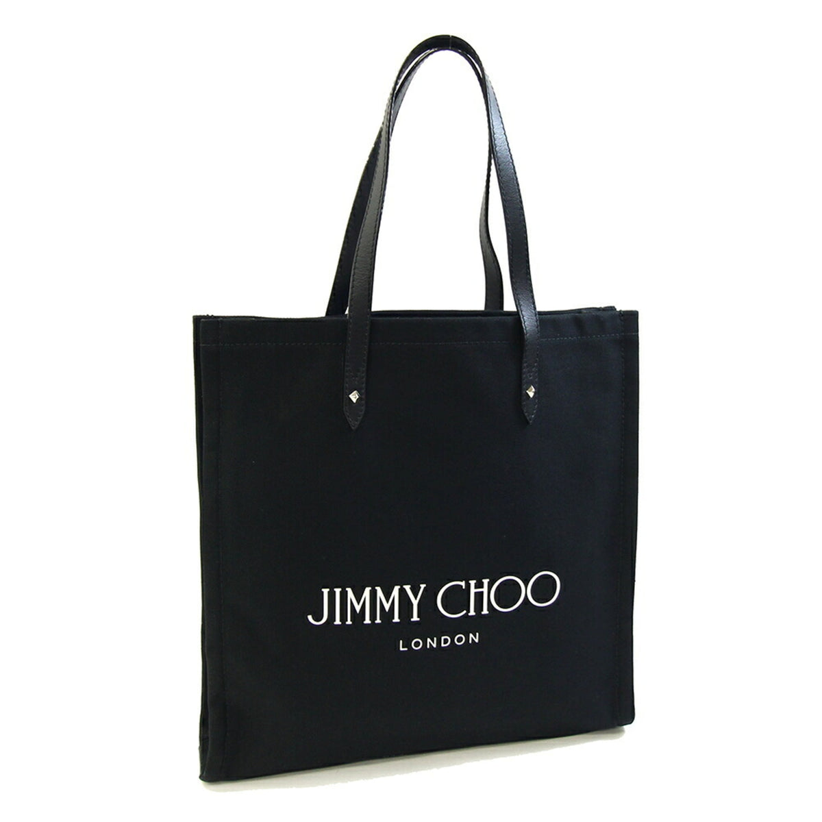 Jimmy Choo Black Canvas Leather Tote Bag (Pre-Owned)