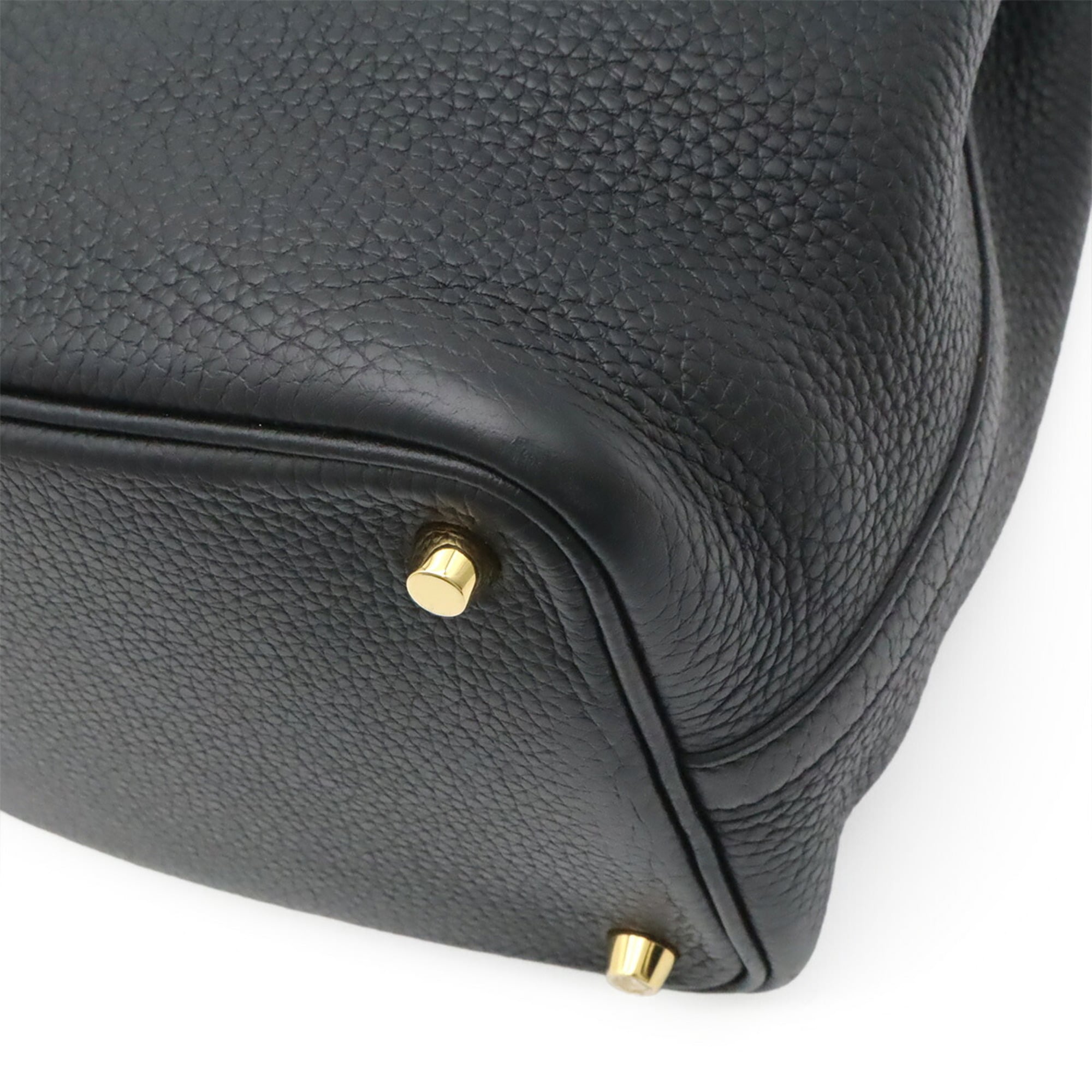 Hermes Picotin Black Taurillon Clemence Leather Handbag Tote Bag (Pre-Owned)