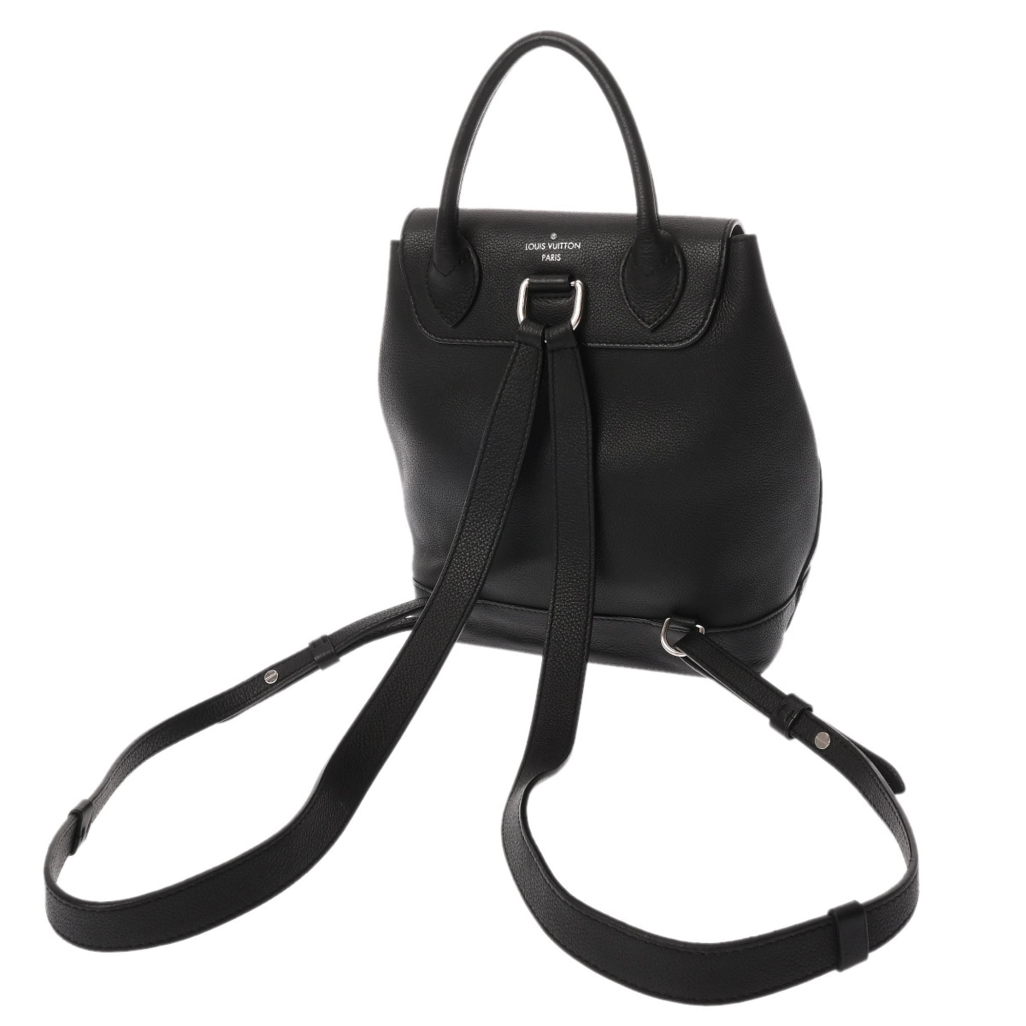 Louis Vuitton Noir Leather Backpack (Pre-Owned)