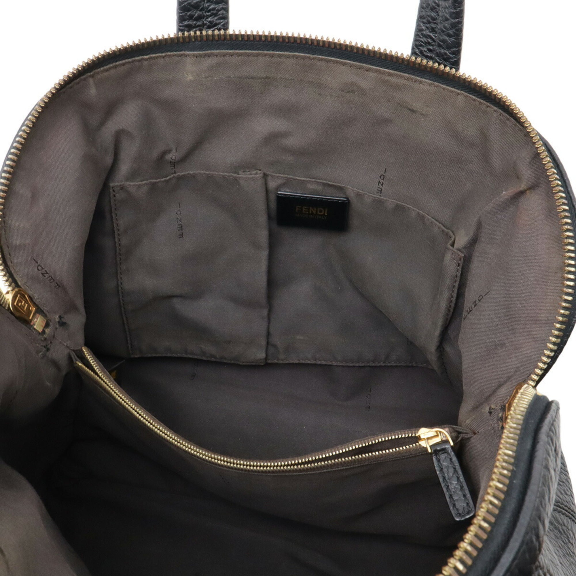 Fendi Black Leather Handbag Tote Bag (Pre-Owned)