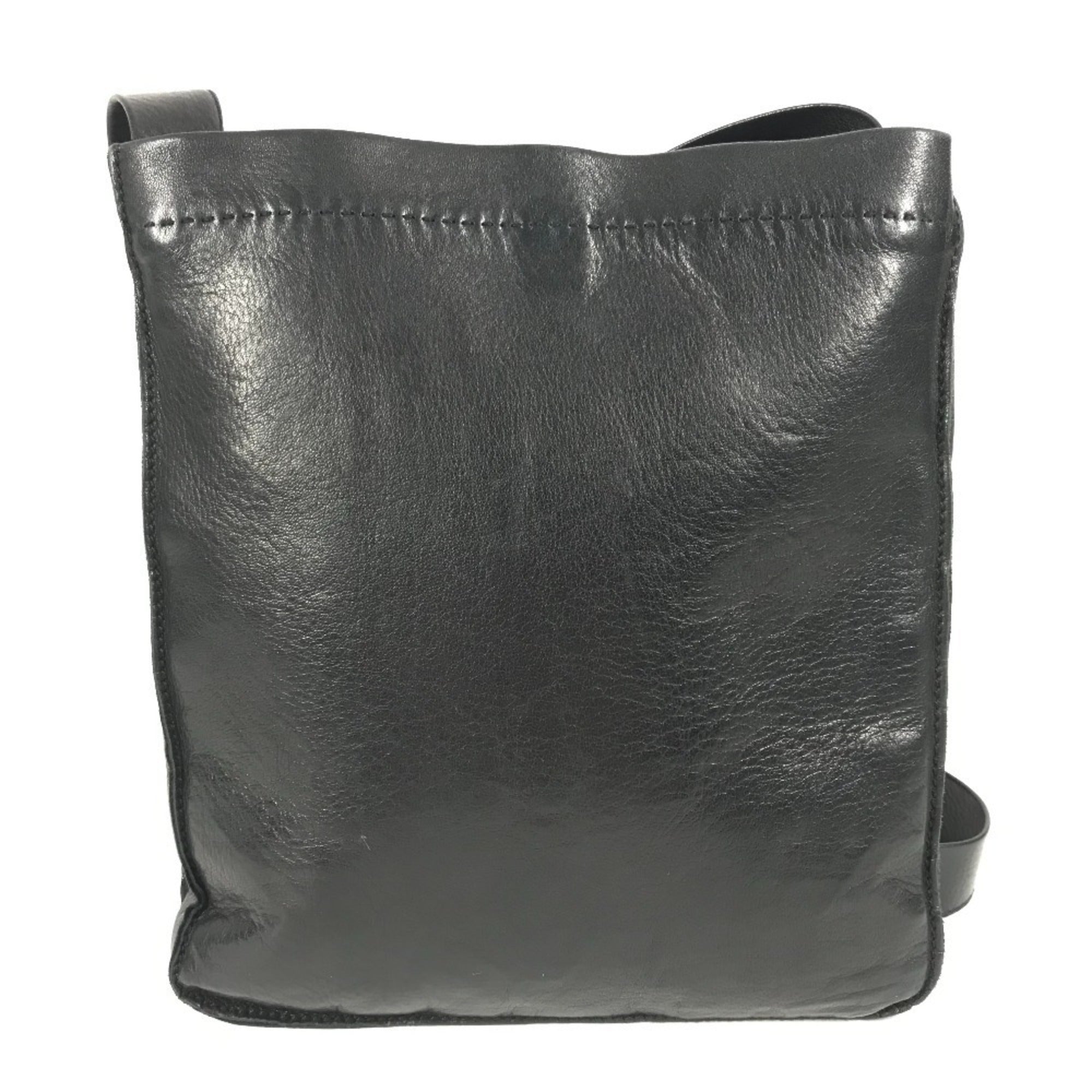 Hermes Toudou Black Leather Pochette Shoulder Bag (Pre-Owned)