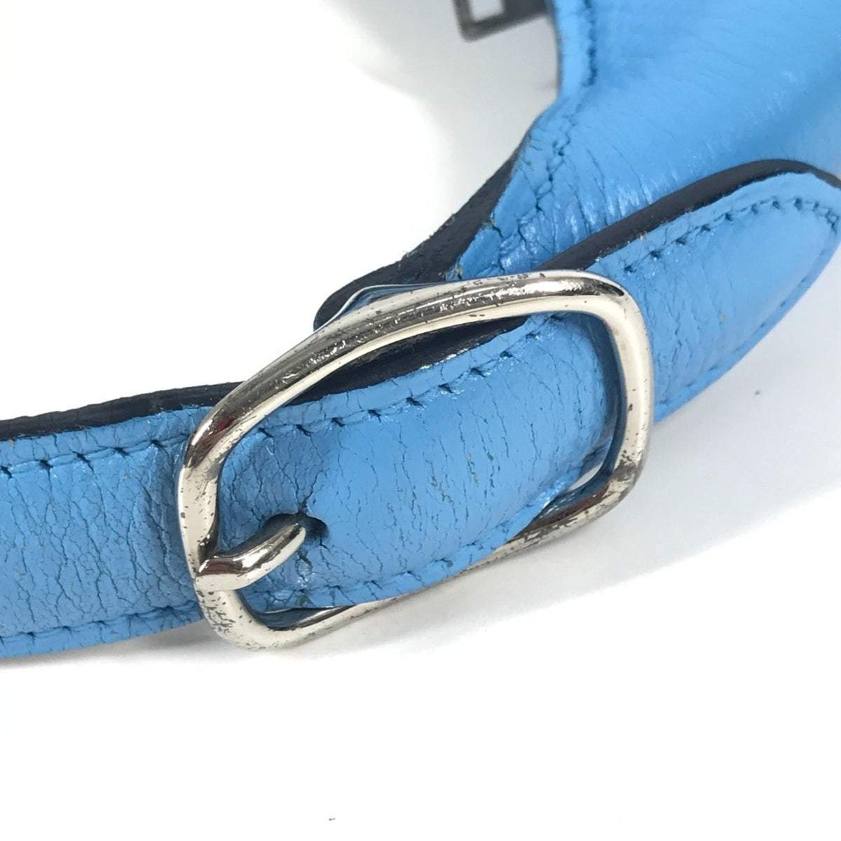 Hermes Trim Blue Leather Shoulder Bag Tote Bag (Pre-Owned)