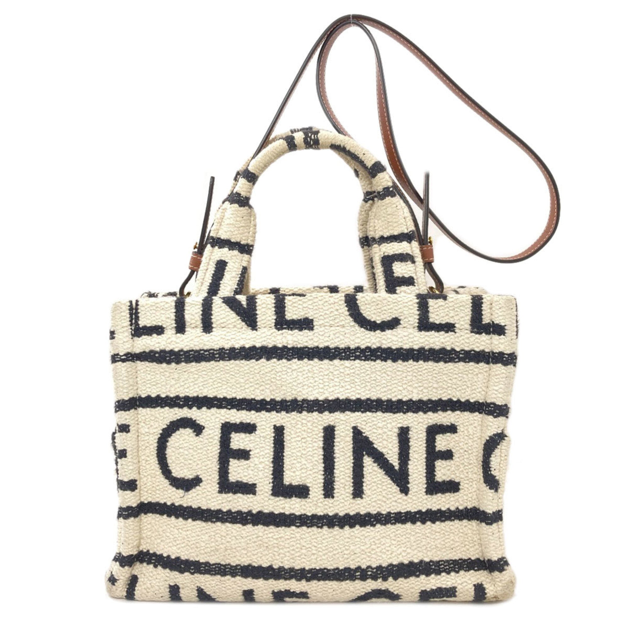 Celine Cabas White Canvas Handbag (Pre-Owned)