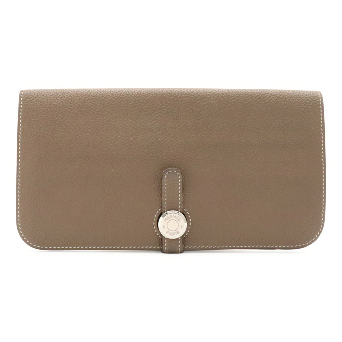 Hermes Etoupe Gray Togo Leather Long Wallet (Bi-Fold) (Pre-Owned)