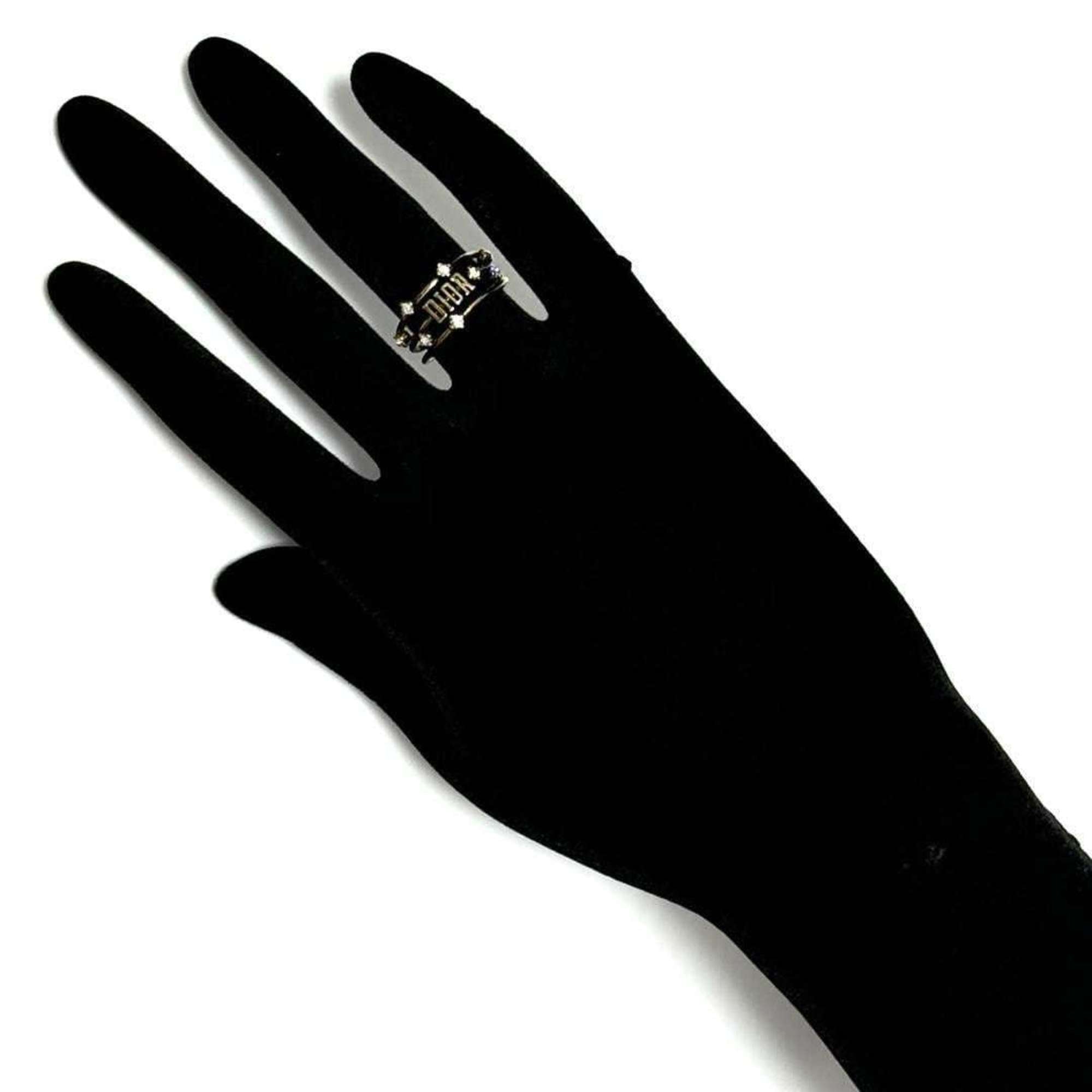 Christian Dior Metal Rhinestone Band Ring (Pre-Owned)