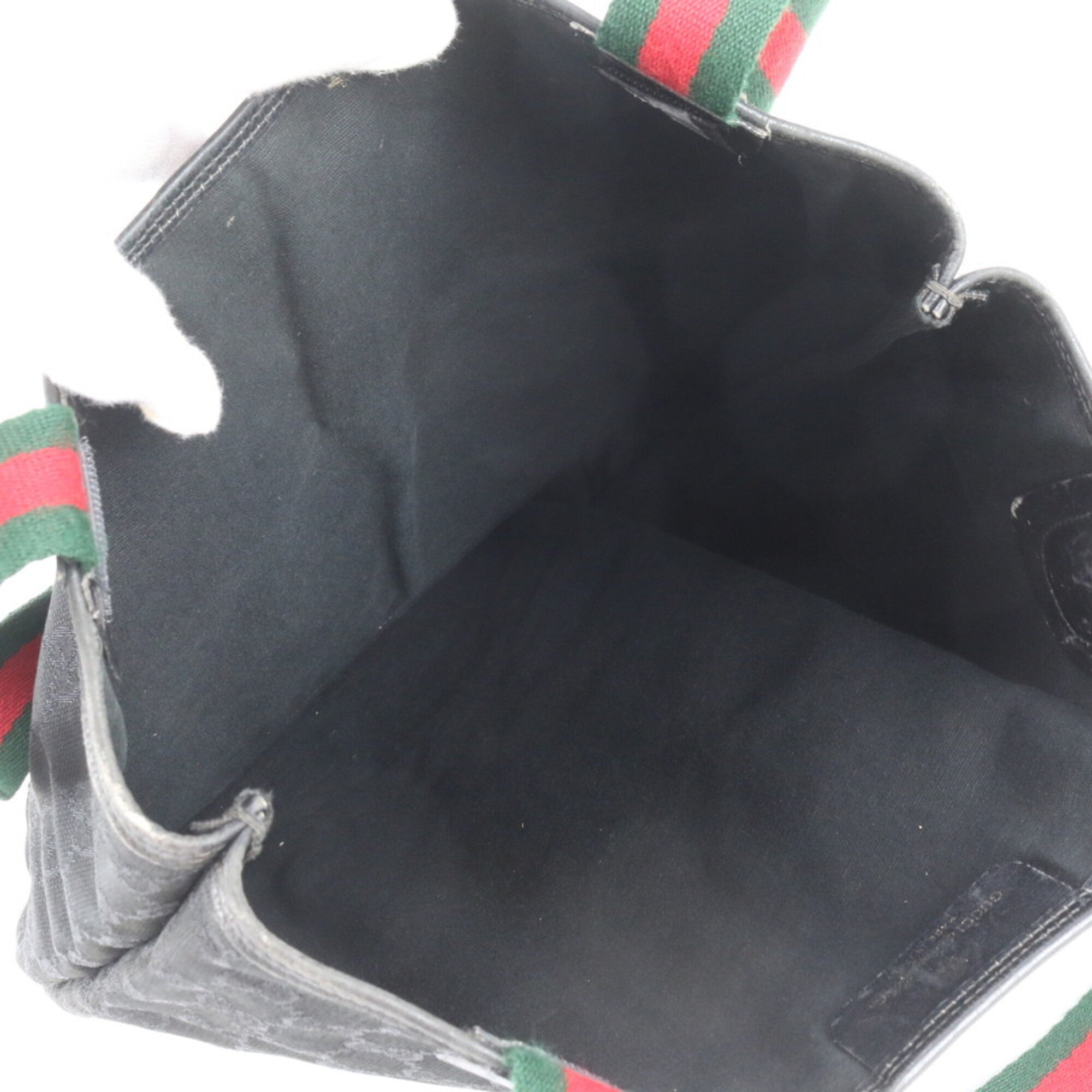 Gucci Gg Canvas Black Gg Canvas Leather Shoulder Bag Tote Bag (Pre-Owned)