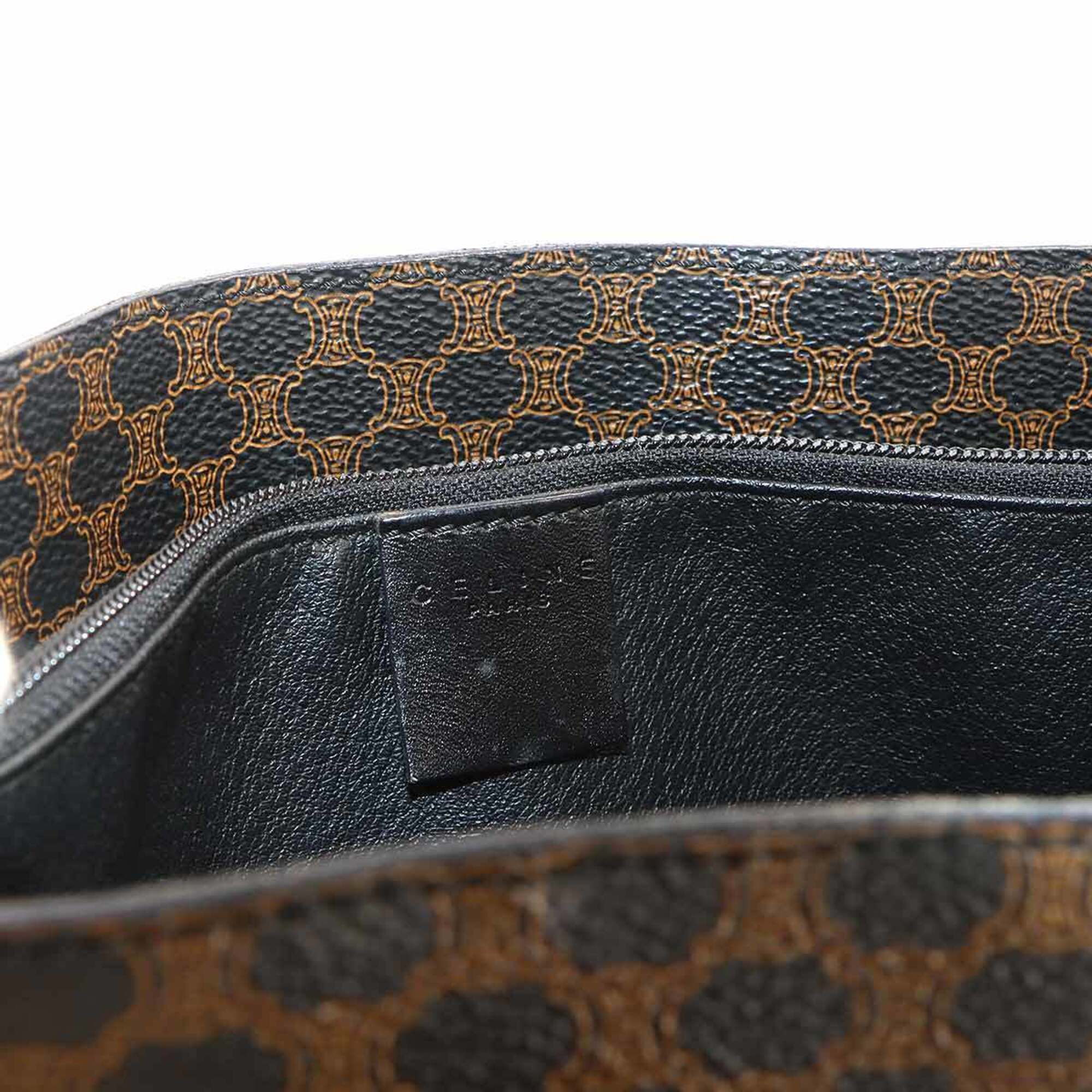 Celine Macadam Black Brown Pvc Leather Handbag Tote Bag (Pre-Owned)