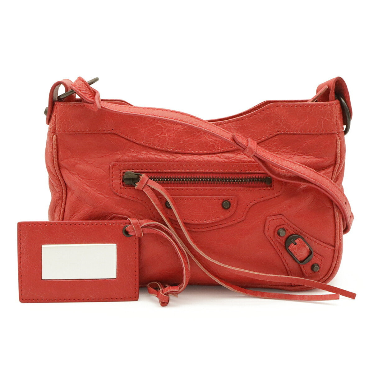 Balenciaga Pink Red Color Leather Clutch Bag Pochette Shoulder Bag (Pre-Owned)