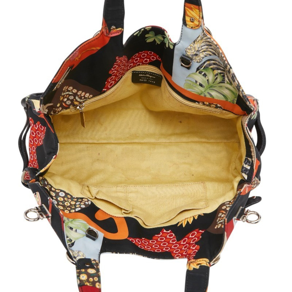 Salvatore Ferragamo Black Multi-Color Nylon Leather Handbag (Pre-Owned)