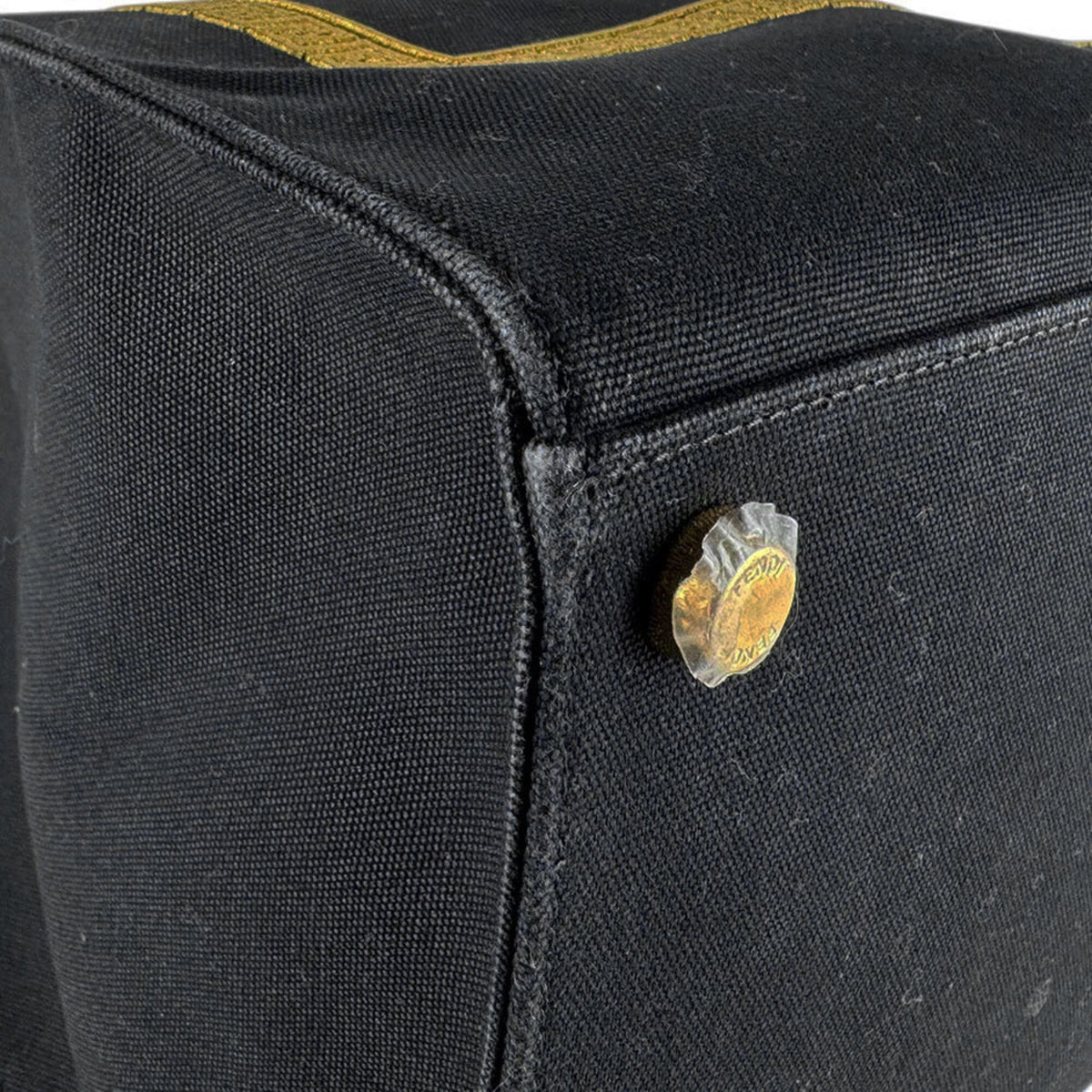 Fendi Black Gold Canvas Handbag Shoulder Bag (Pre-Owned)