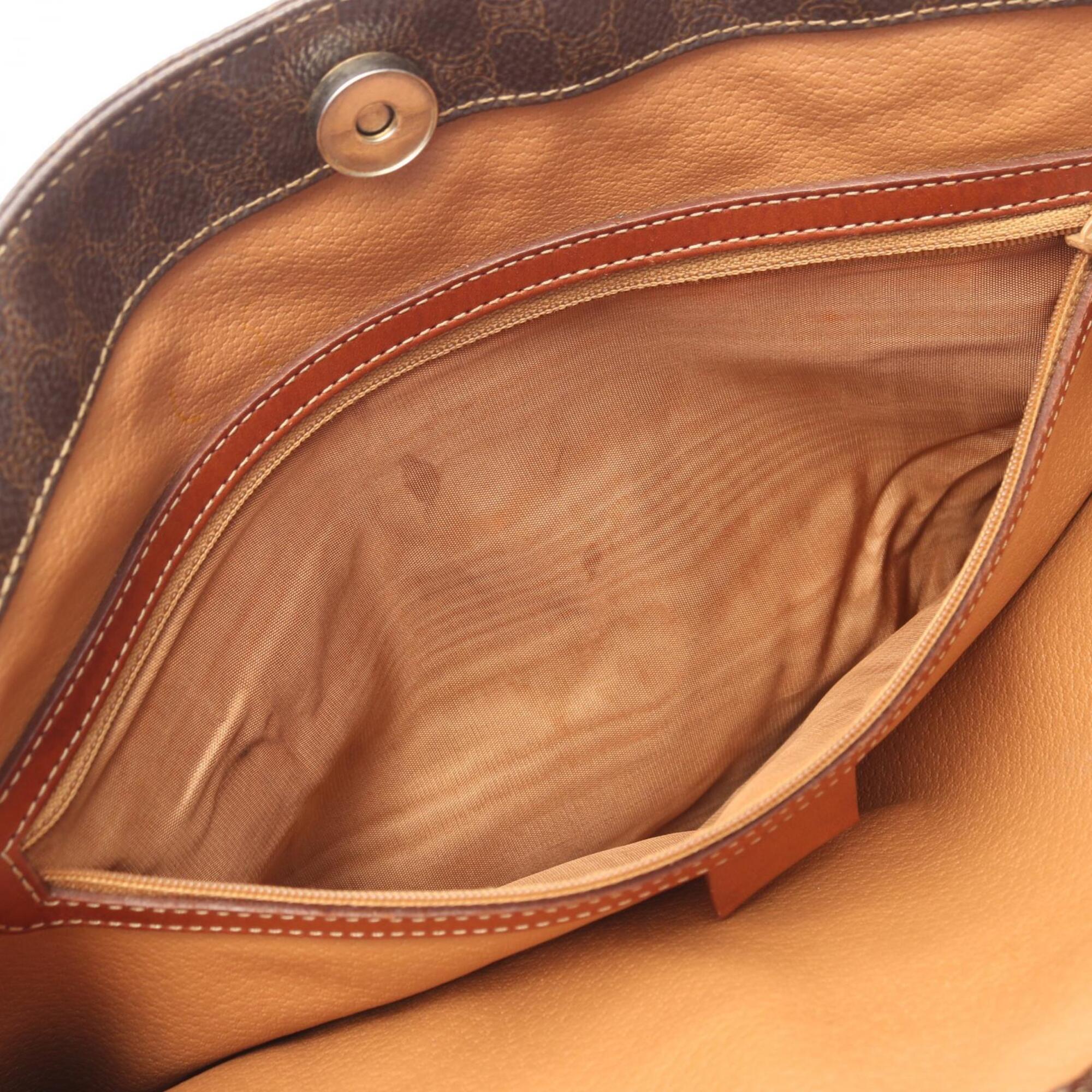 Celine Brown Coated Canvas Leather Handbag Tote Bag (Pre-Owned)