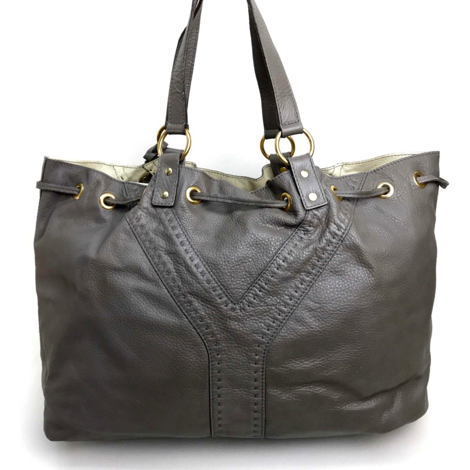 Yves Saint Laurent Gray Leather Tote Bag (Pre-Owned)