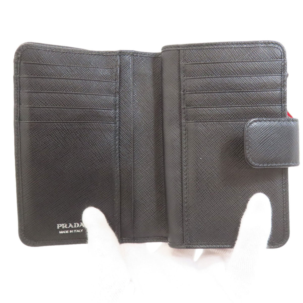 Prada Saffiano Black Leather Wallet (Bi-Fold) (Pre-Owned)