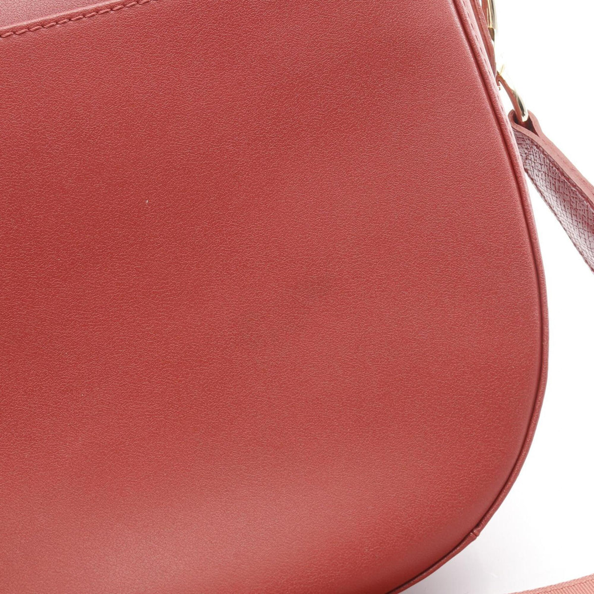 Longchamp Red Color Leather Handbag Shoulder Bag (Pre-Owned)