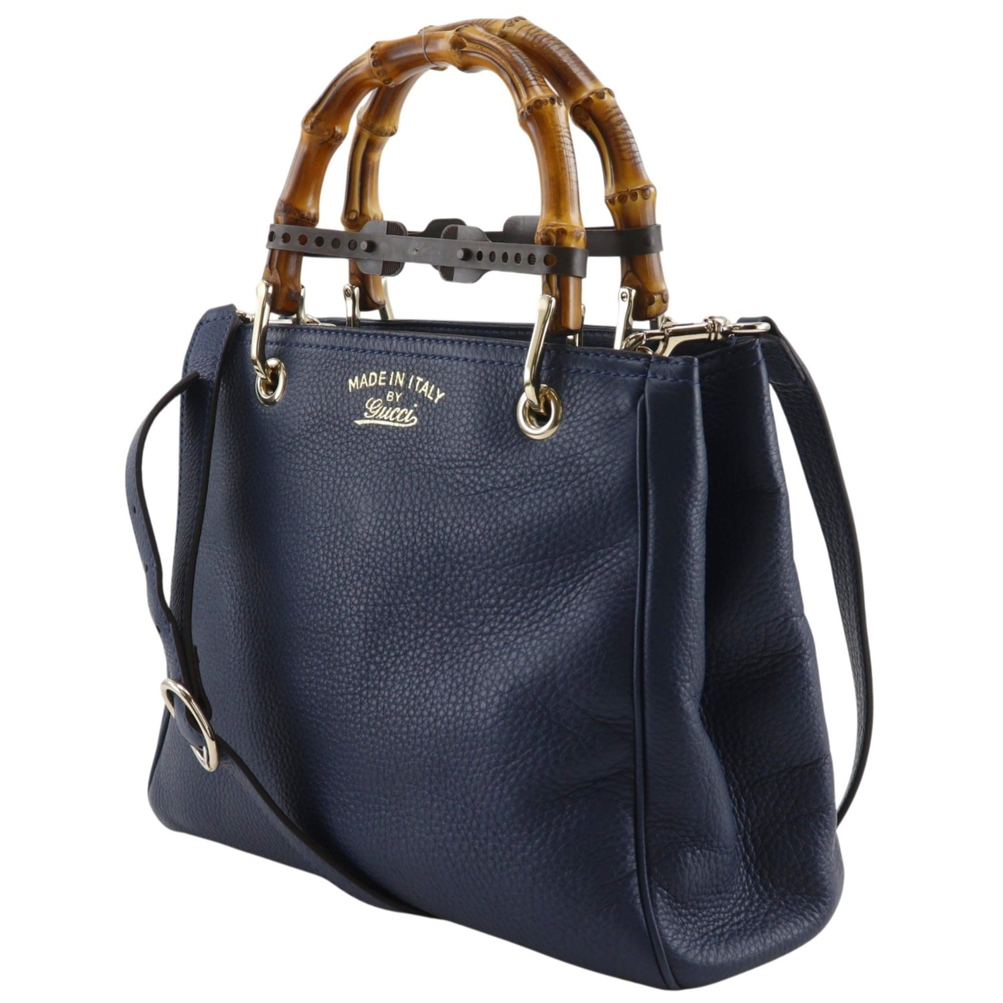 Gucci Navy Leather Handbag Tote Bag (Pre-Owned)
