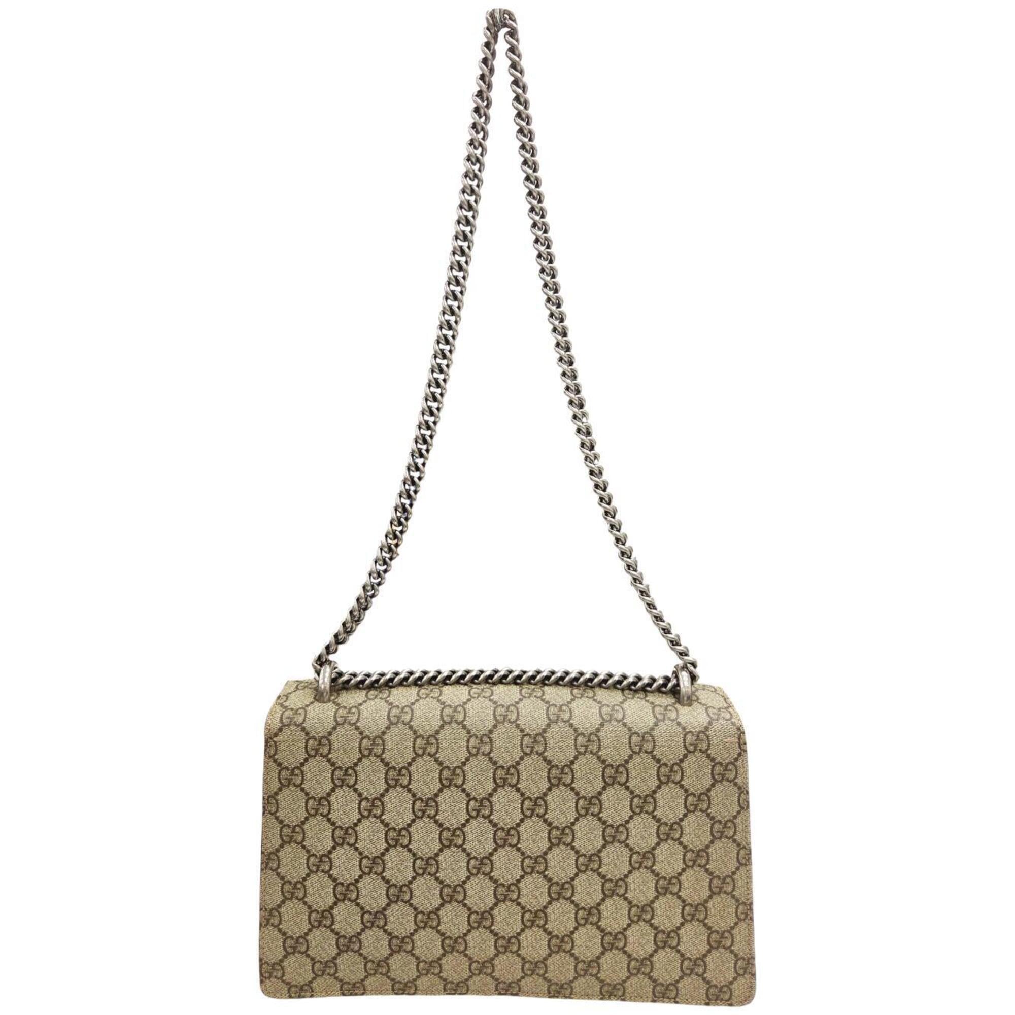 Gucci Beige Red Color Coated Canvas Suede Shoulder Bag (Pre-Owned)