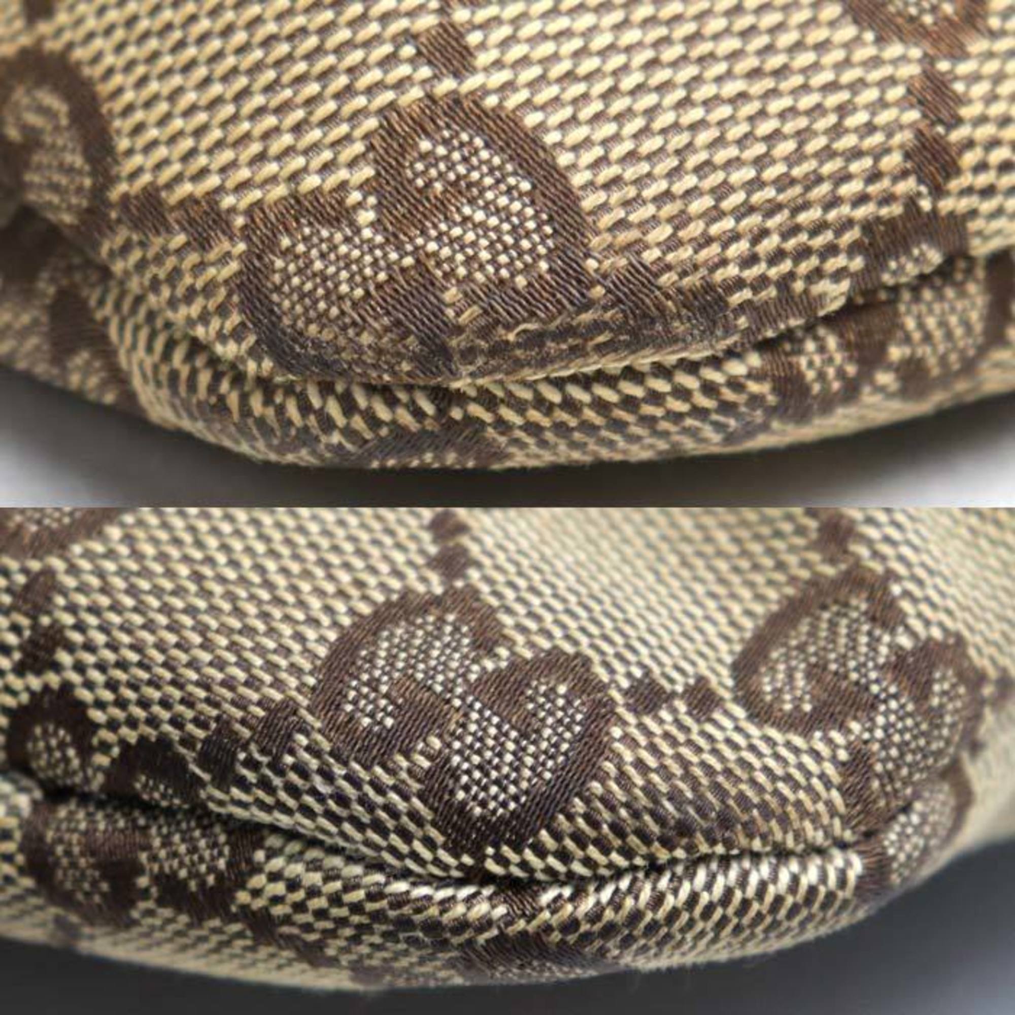 Gucci Beige Brown Gg Canvas Leather Fanny Pack (Pre-Owned)