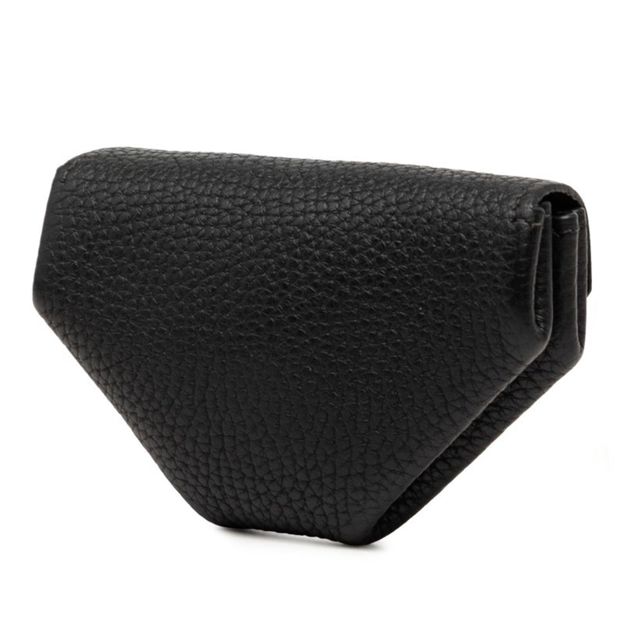 Hermes Black Chevre Leather Coin Purse/Coin Case (Pre-Owned)