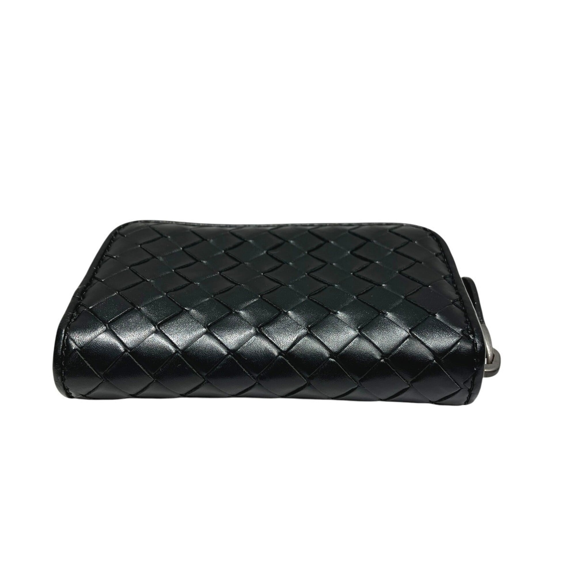 Bottega Veneta Black Leather Coin Purse/Coin Case (Pre-Owned)