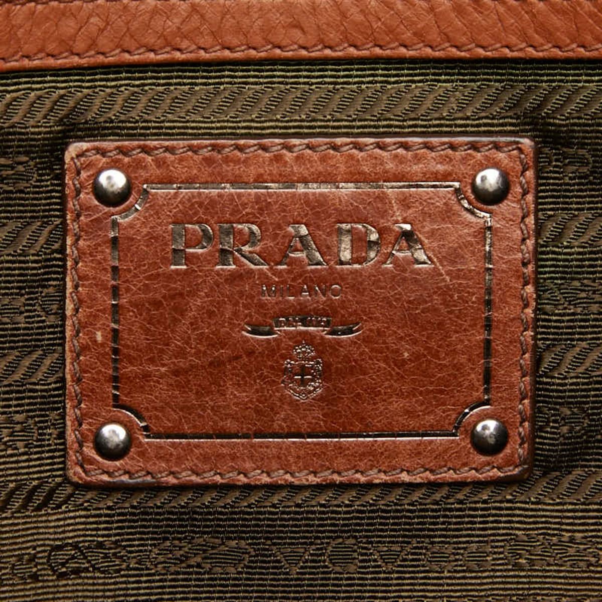 Prada Brown Leather Shoulder Bag Tote Bag (Pre-Owned)