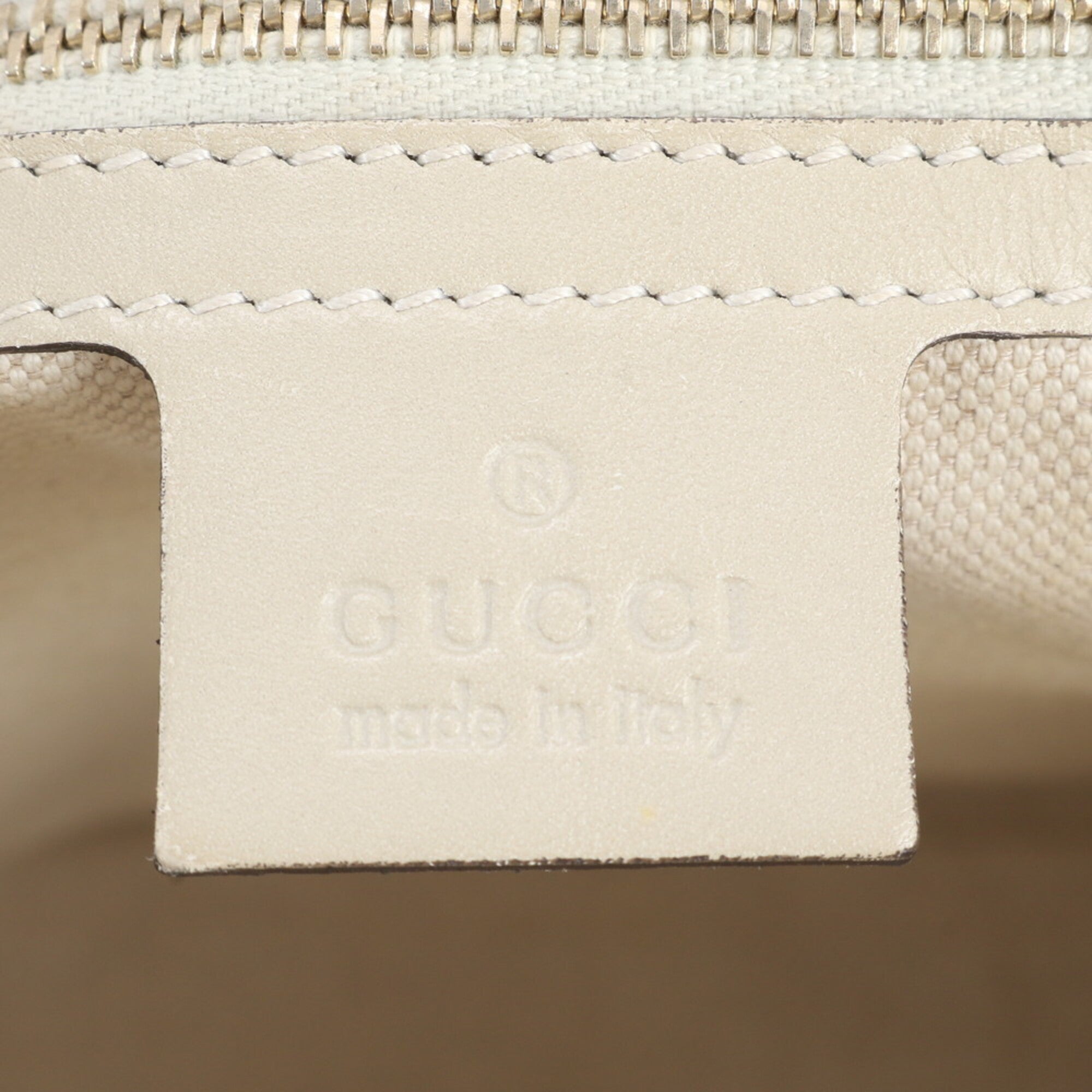 Gucci Beige Brown Leather Canvas Handbag Shoulder Bag Tote Bag (Pre-Owned)