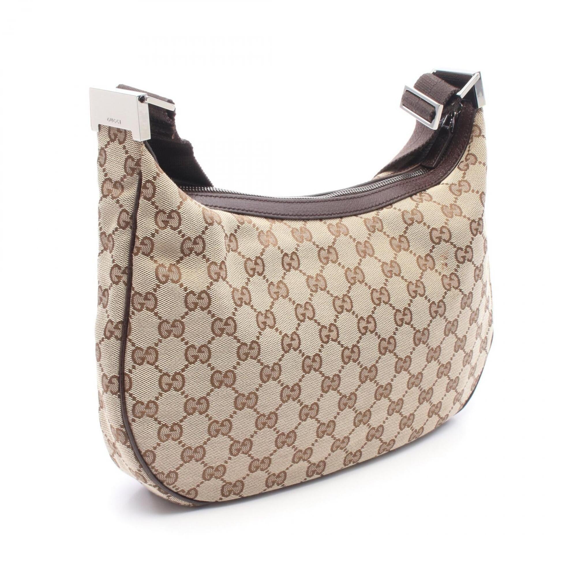 Gucci Beige Brown Canvas Leather Handbag Shoulder Bag (Pre-Owned)