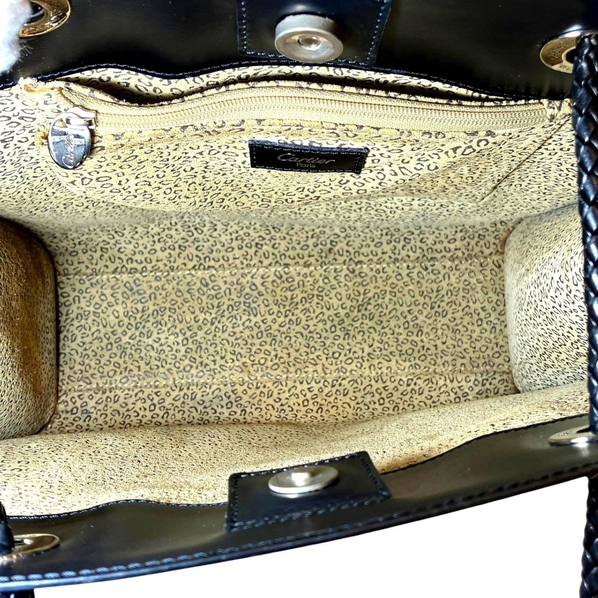 Cartier Panthère Black Leather Tote Bag (Pre-Owned)