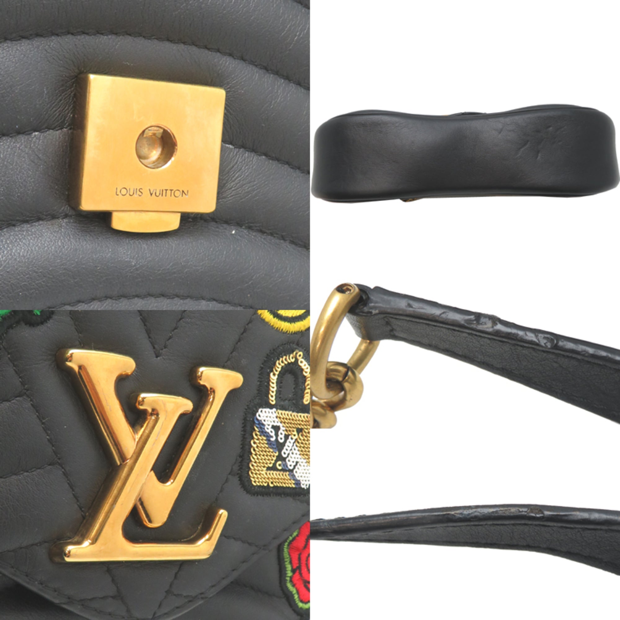 Louis Vuitton Black Leather Handbag (Pre-Owned)