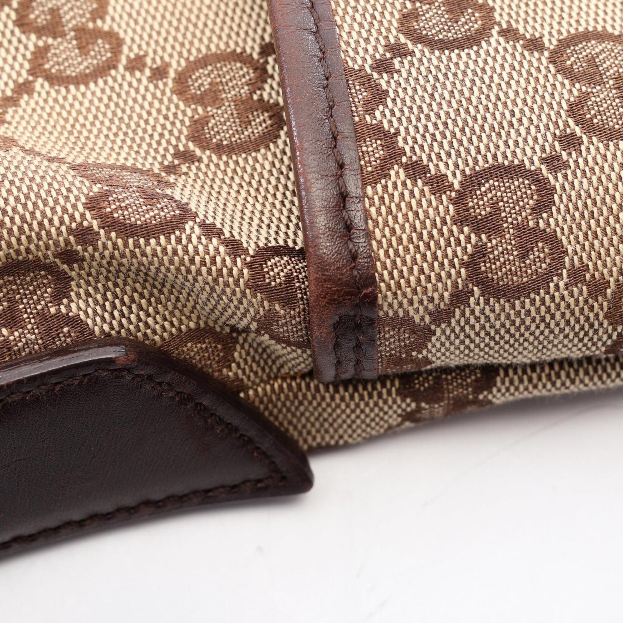 Gucci Beige Brown Canvas Leather Handbag Shoulder Bag (Pre-Owned)