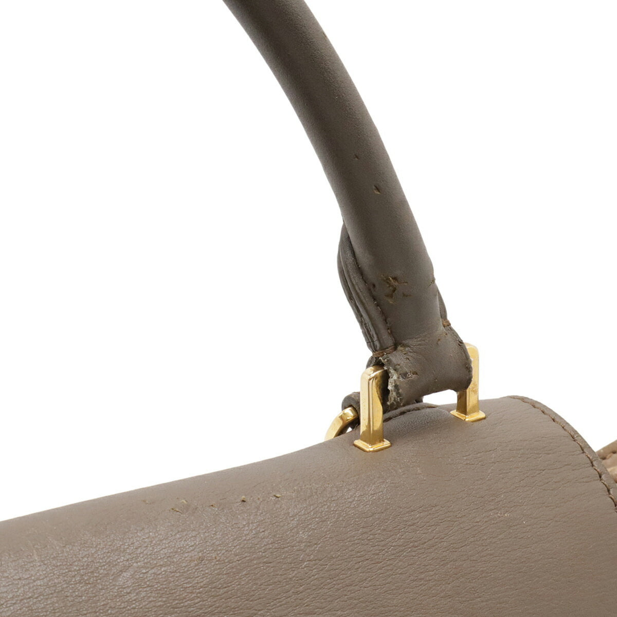 Celine Trapeze Gray Beige Leather Canvas Handbag Shoulder Bag (Pre-Owned)