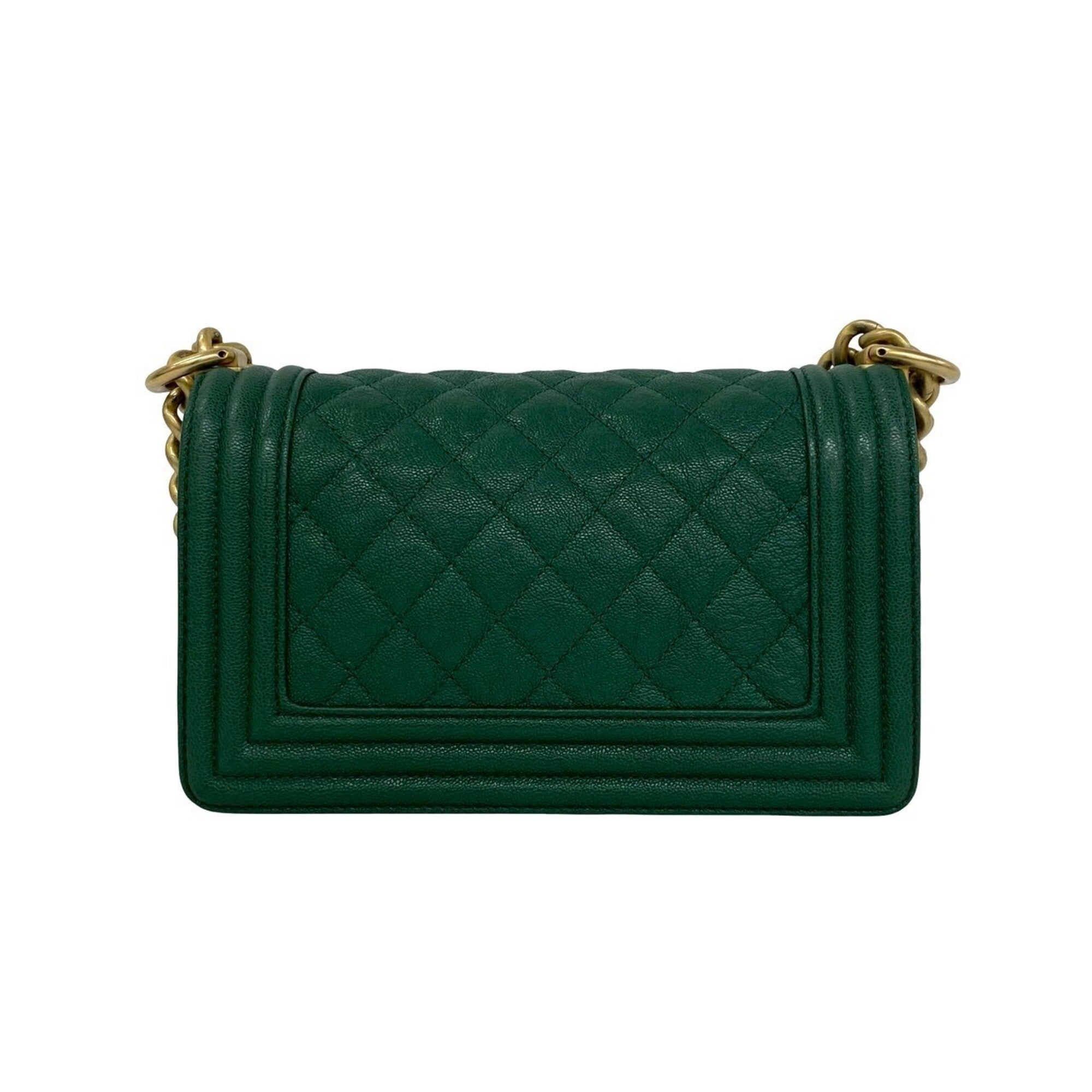 Chanel Green Grained Calfskin Shoulder Bag (Pre-Owned)