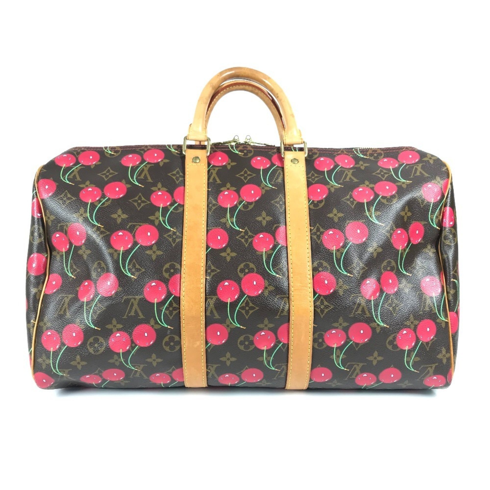 Louis Vuitton Brown Red Color Monogram Cherry Blossom Canvas Boston Bag (Pre-Owned)