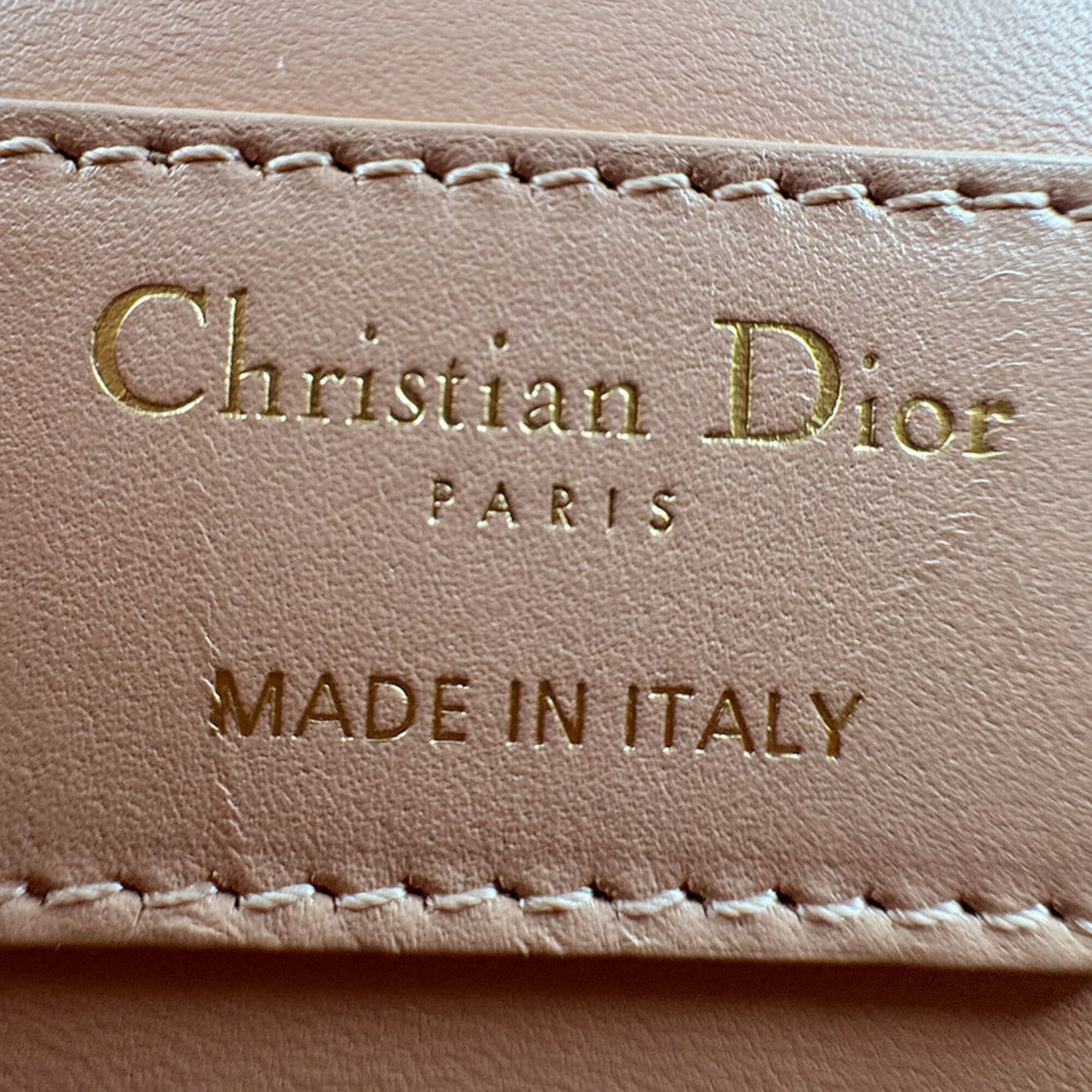 Christian Dior Pink Beige Leather Shoulder Bag (Pre-Owned)