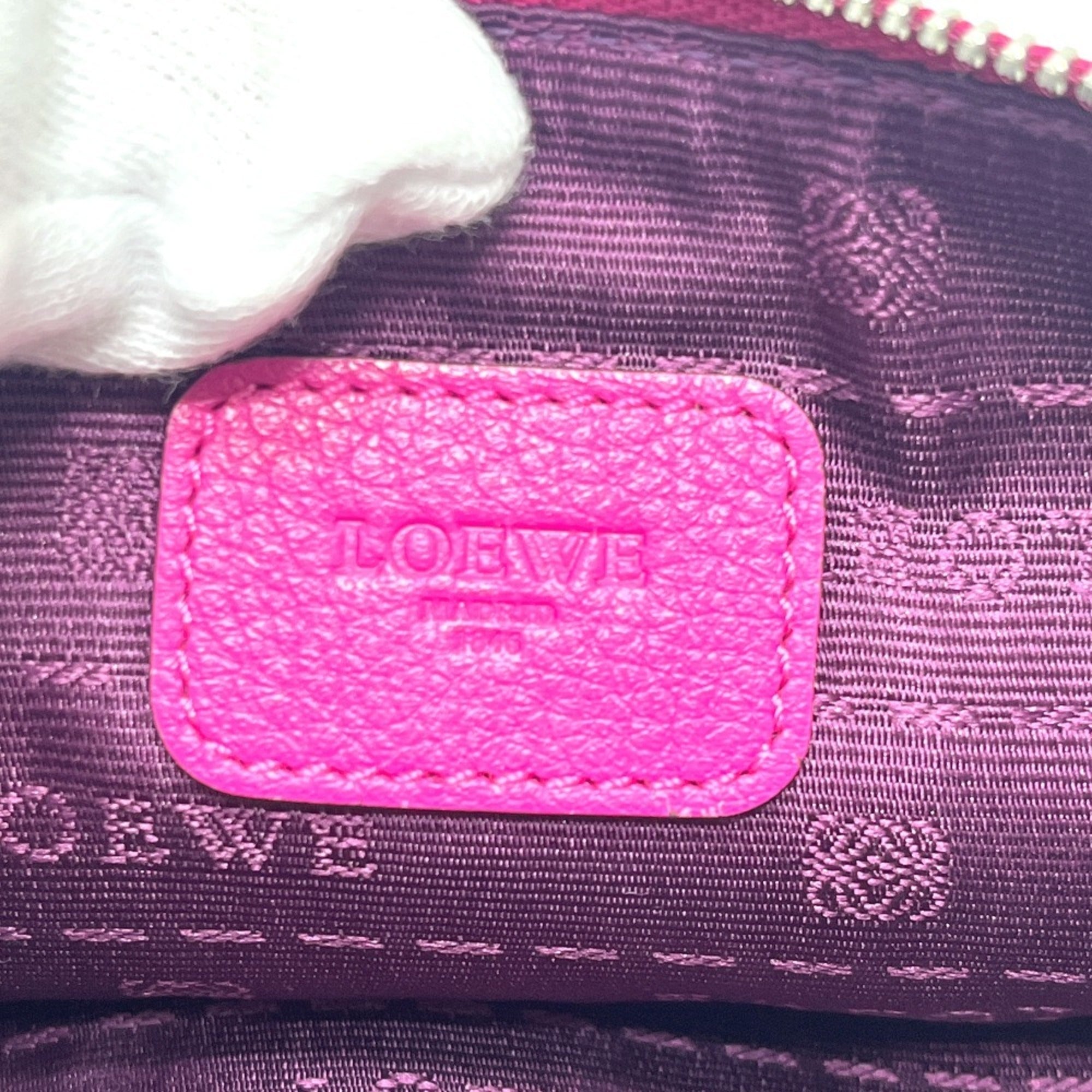 Loewe Pink Purple Leather Handbag Pouch (Pre-Owned)