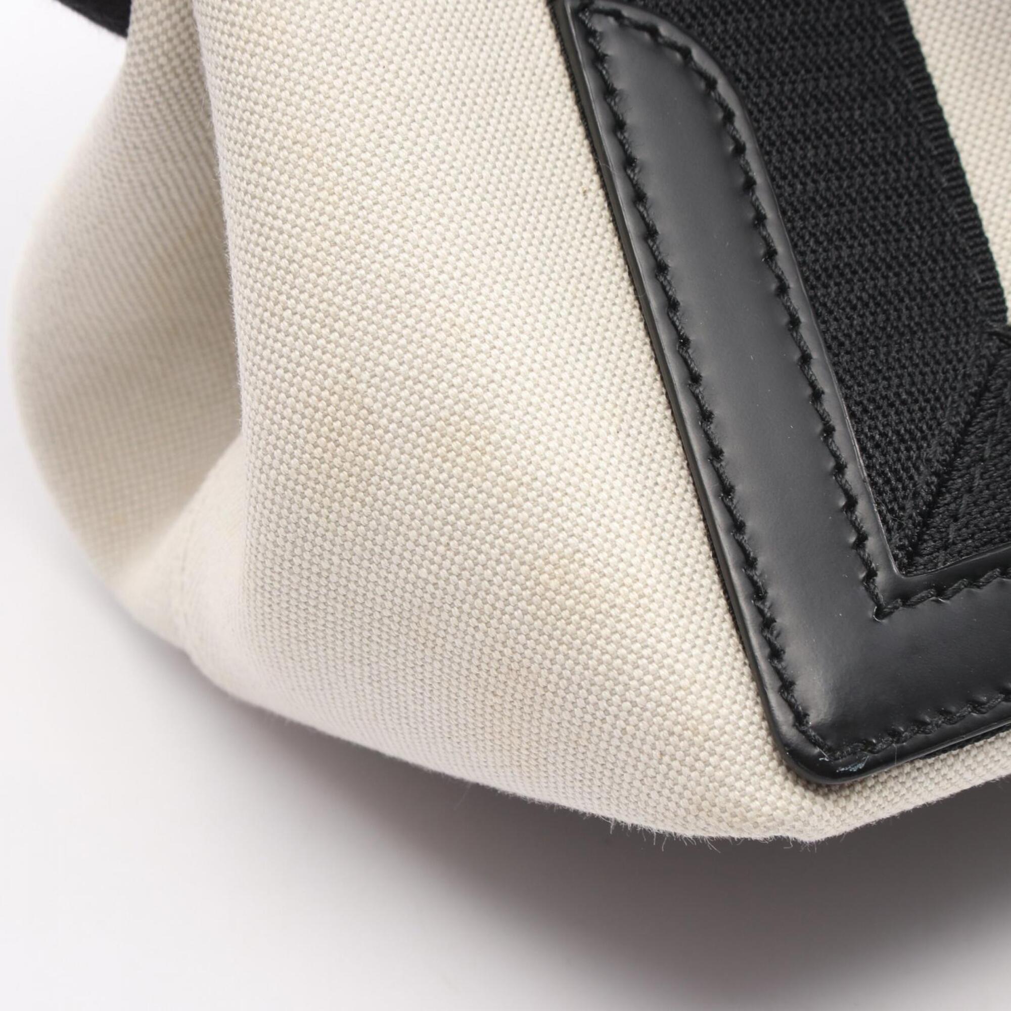 Balenciaga Black Ivory Canvas Leather Handbag Pouch Tote Bag (Pre-Owned)