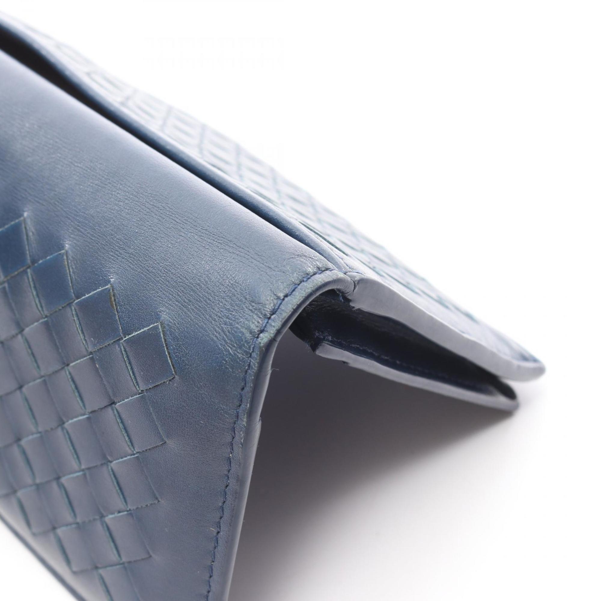 Bottega Veneta Blue Leather Long Wallet (Bi-Fold) (Pre-Owned)