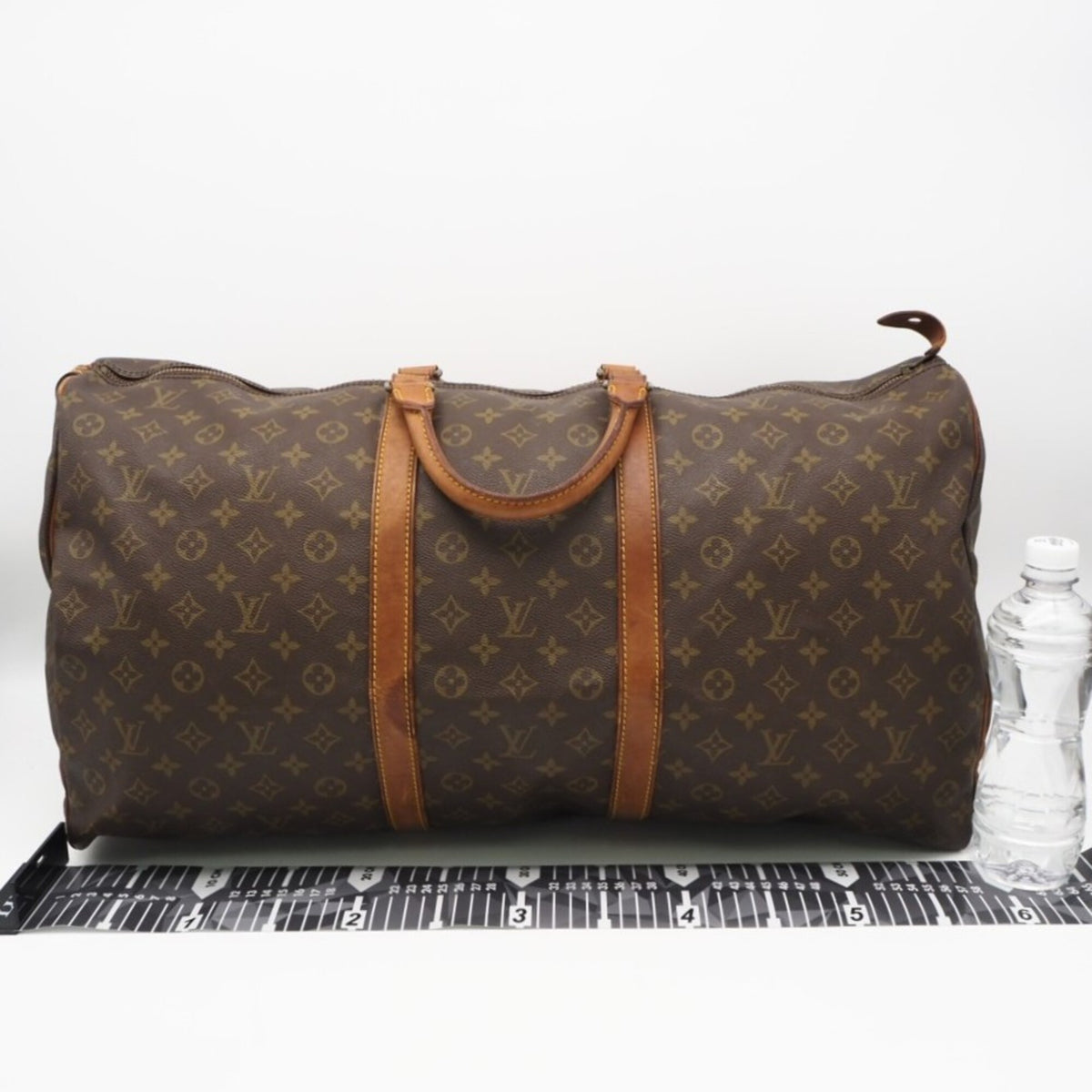 Louis Vuitton Beige Brown Coated Canvas Leather Boston Bag (Pre-Owned)