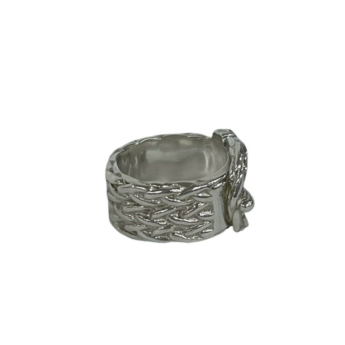 Hermes Silver Silver 925 Band Ring (Pre-Owned)