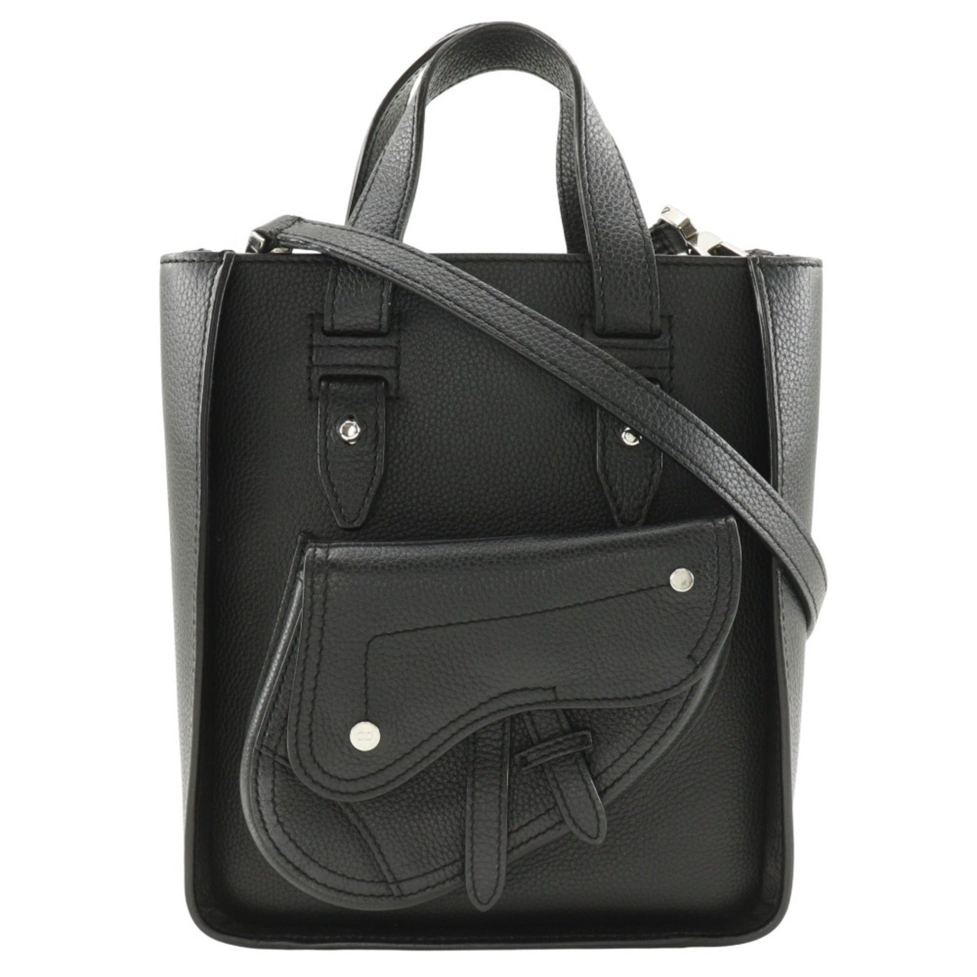 Christian Dior Black Leather Handbag Shoulder Bag Tote Bag (Pre-Owned)